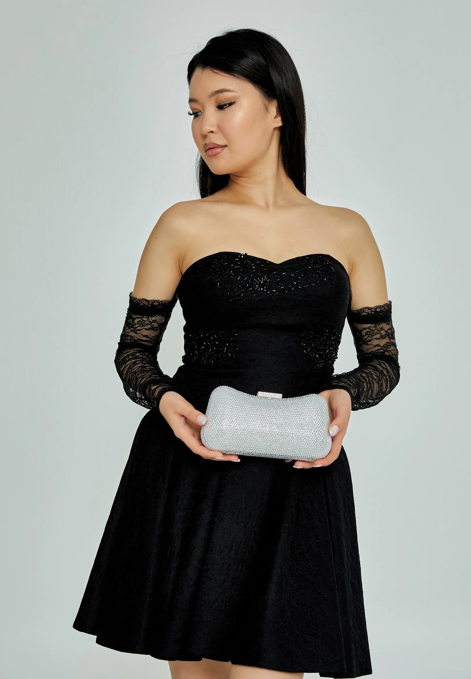 Women's Clutch Solid Color Crystal Stone Handbag abac003 - Image 23