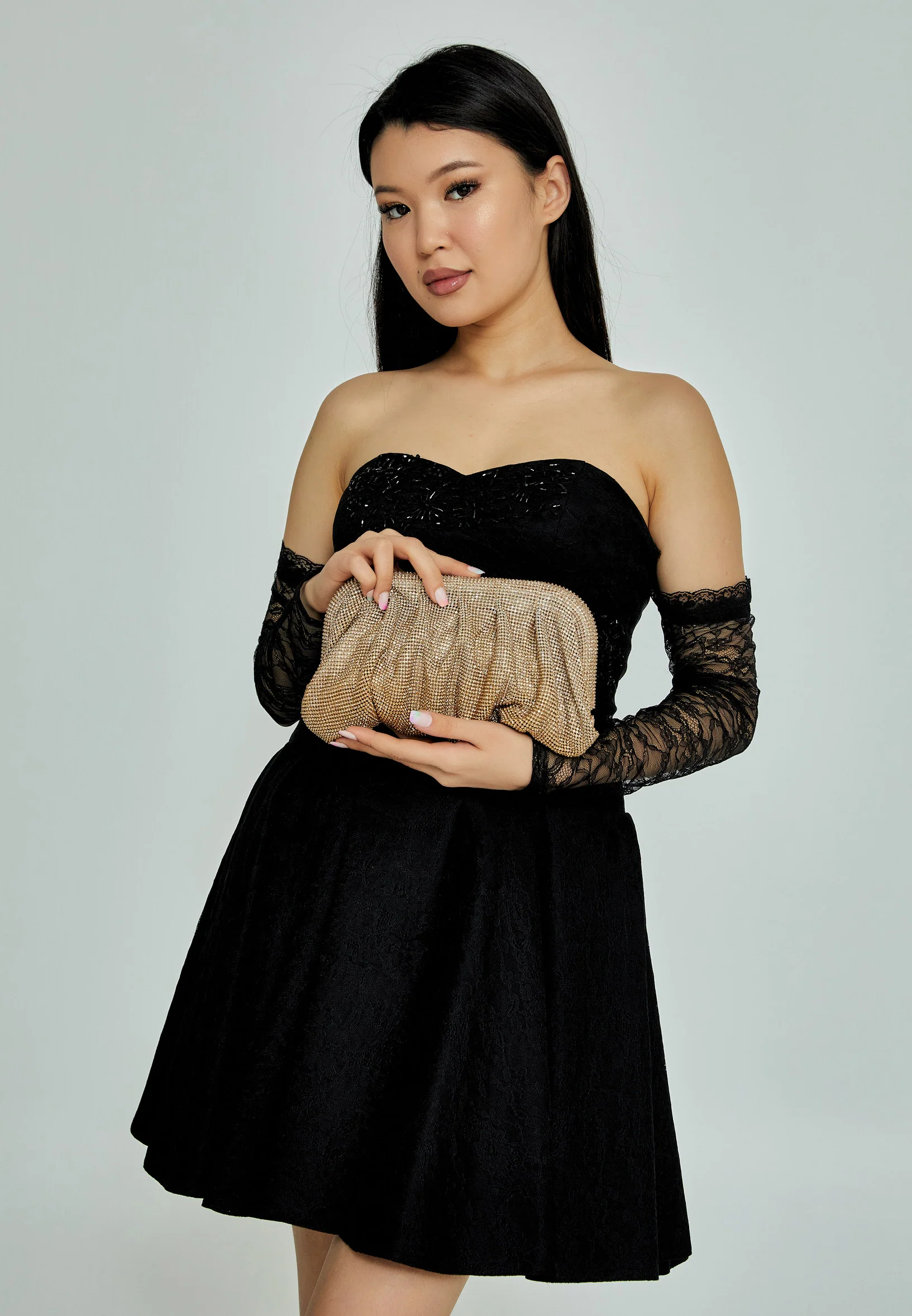 Women's Clutch Solid Color Crystal Stone Handbag abac006 - Image 5