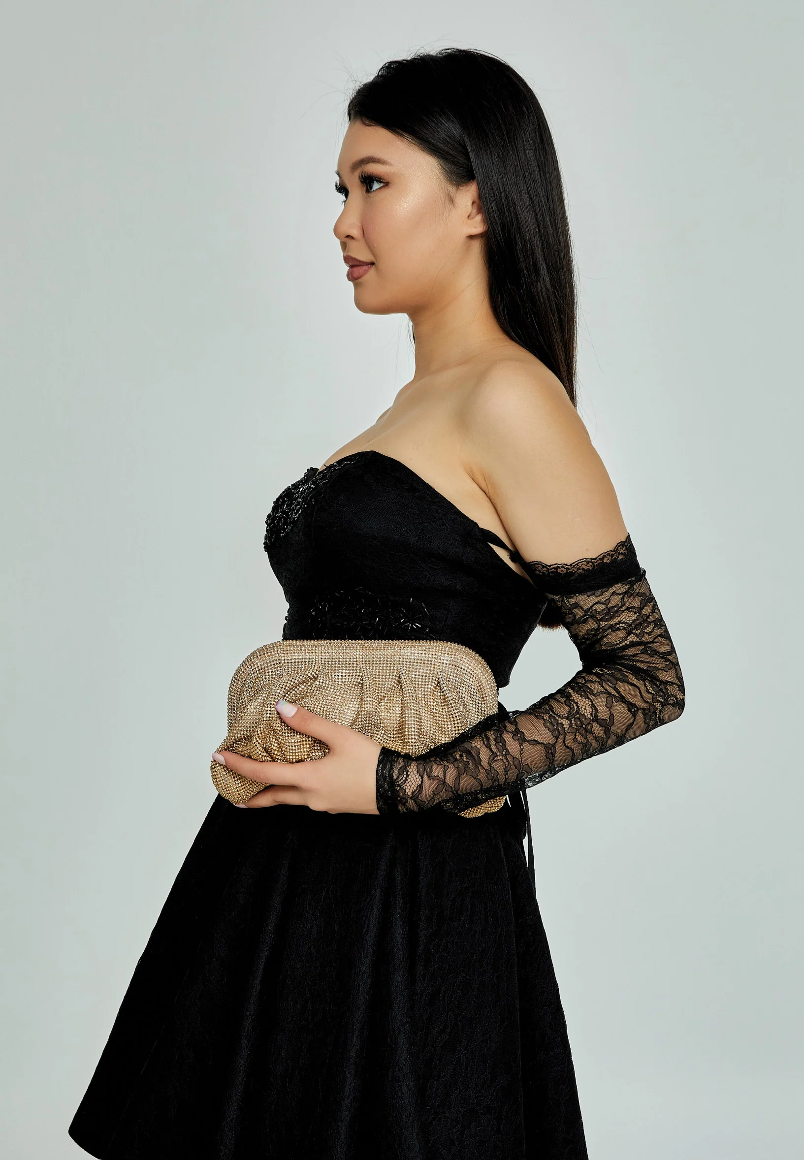 Women's Clutch Solid Color Crystal Stone Handbag abac006 - Image 7