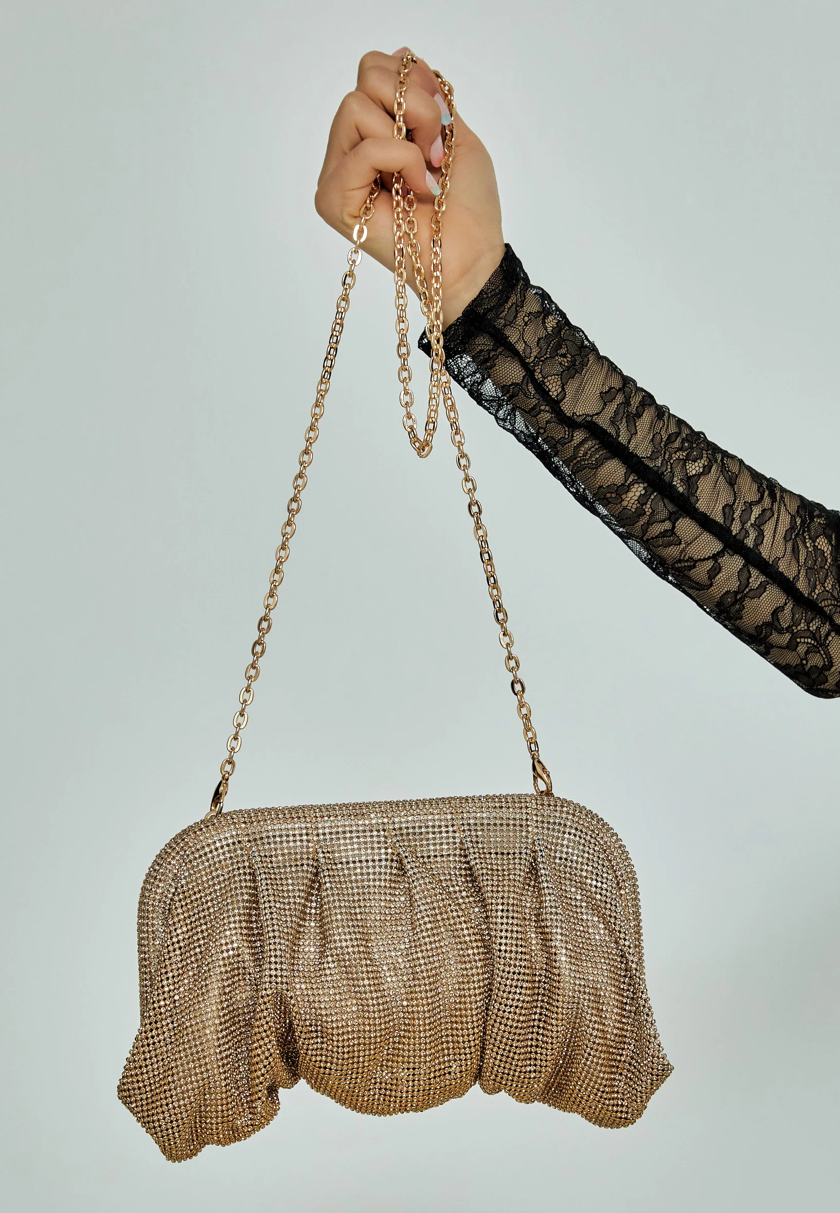 Women's Clutch Solid Color Crystal Stone Handbag abac006 - Image 8