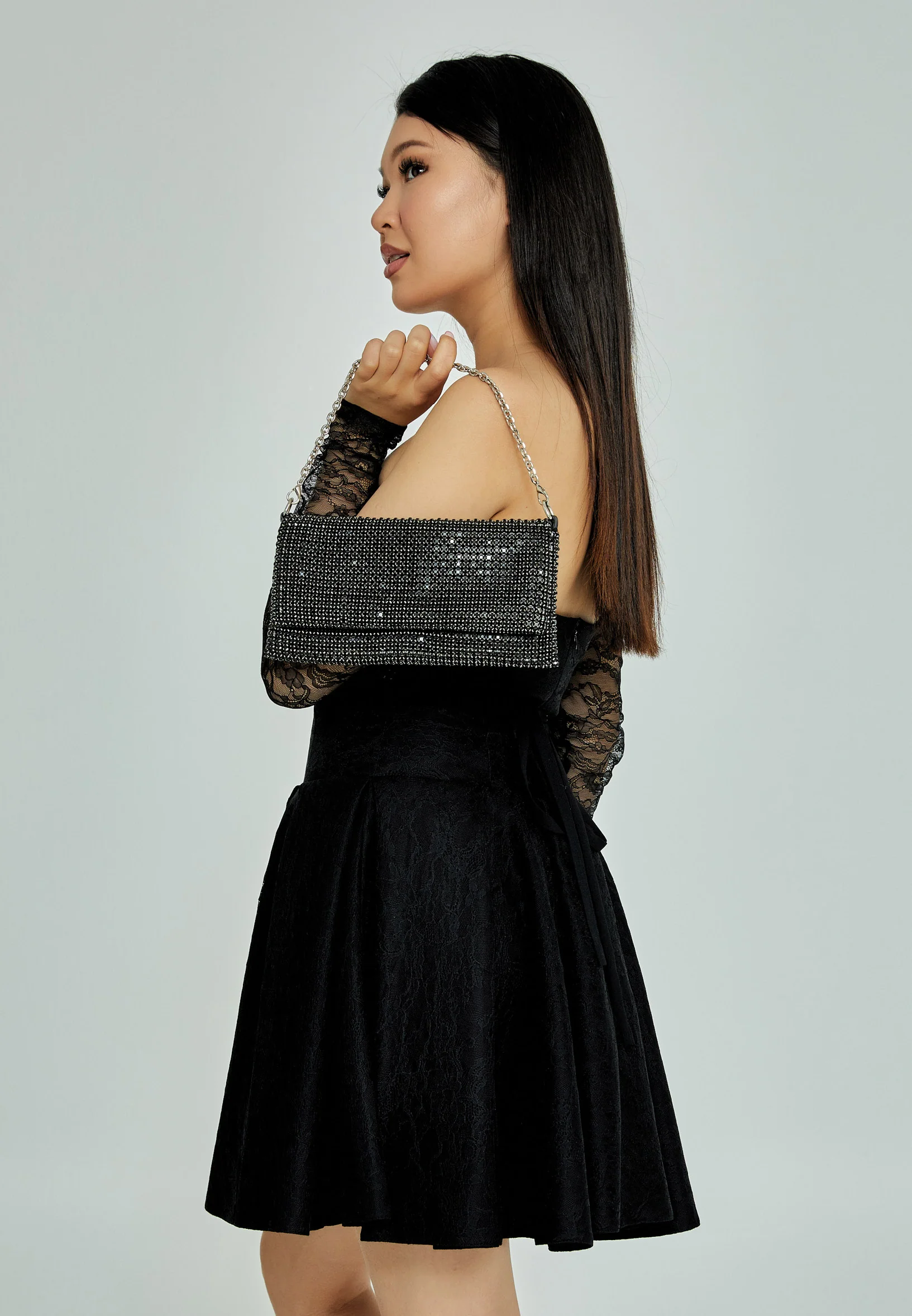Women's Clutch Solid Color Crystal Stone Handbag abac007