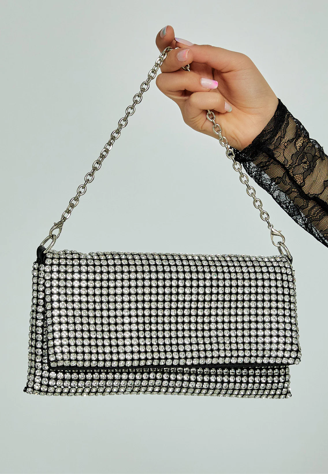 Women's Clutch Solid Color Crystal Stone Handbag abac007 - Image 12