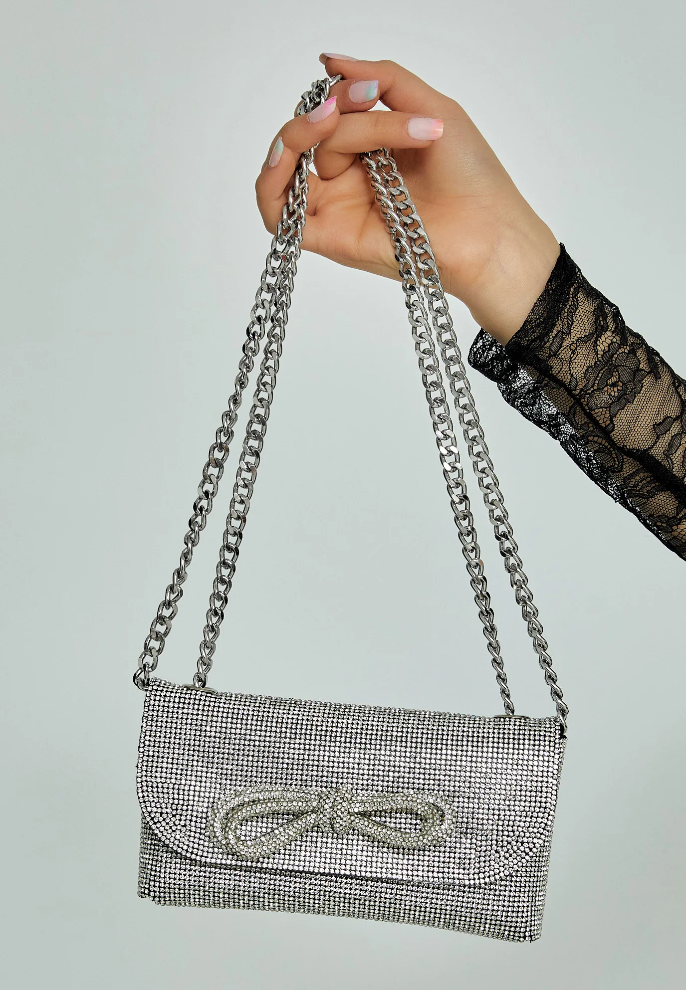 Women's Clutch Solid Color Crystal Stone Handbag abac009 - Image 4