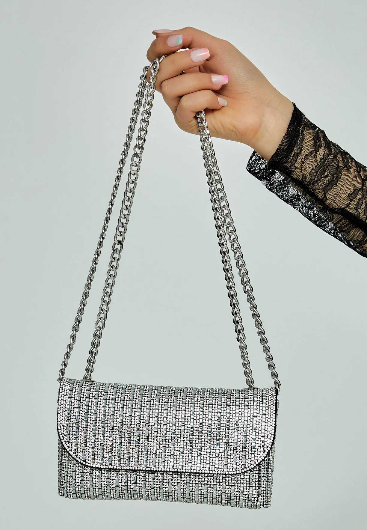 Women's Clutch Solid Color Crystal Stone Handbag abac011 - Image 4