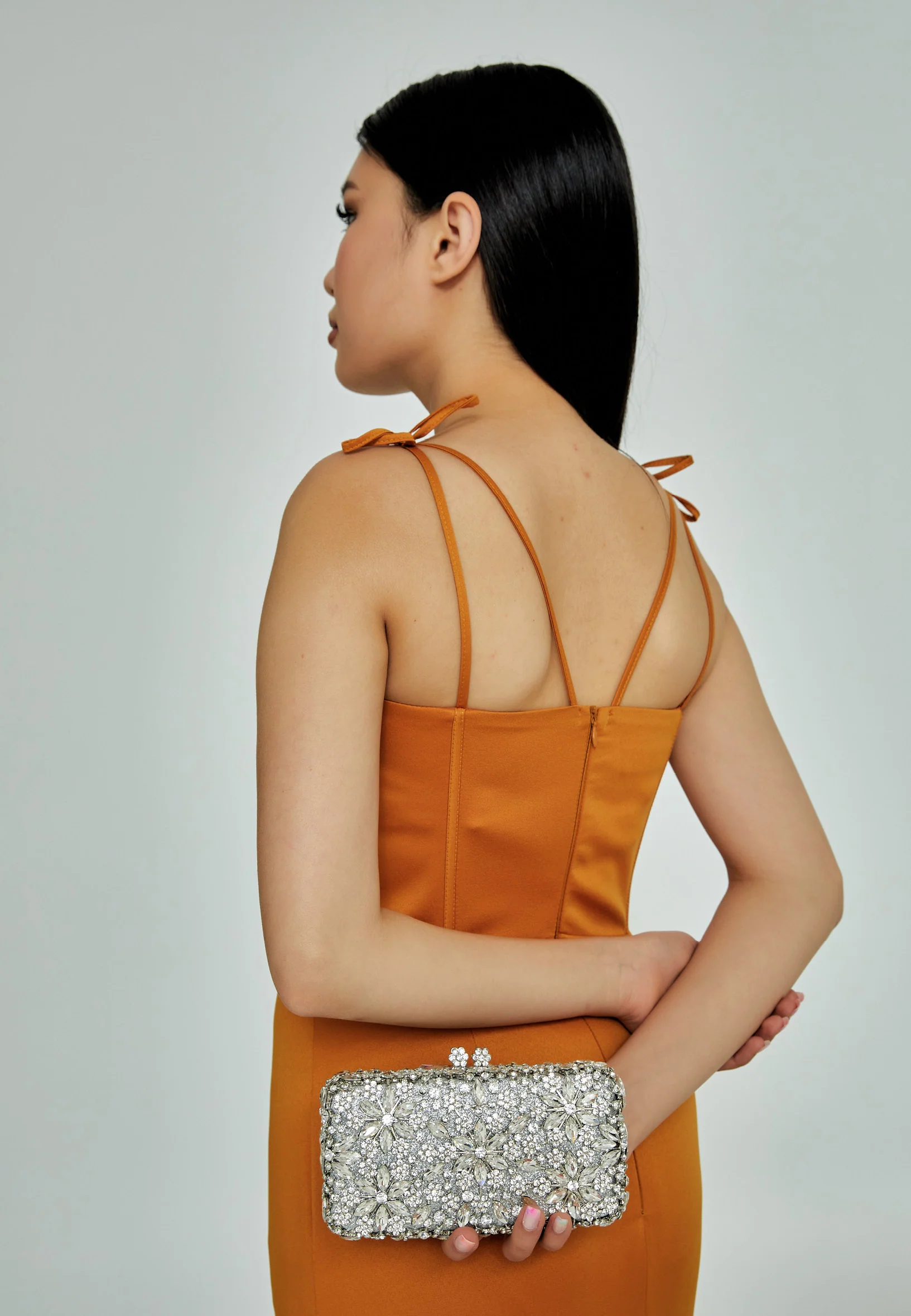 Women's Clutch Solid Color Crystal Stone Handbag abac014 - Image 3