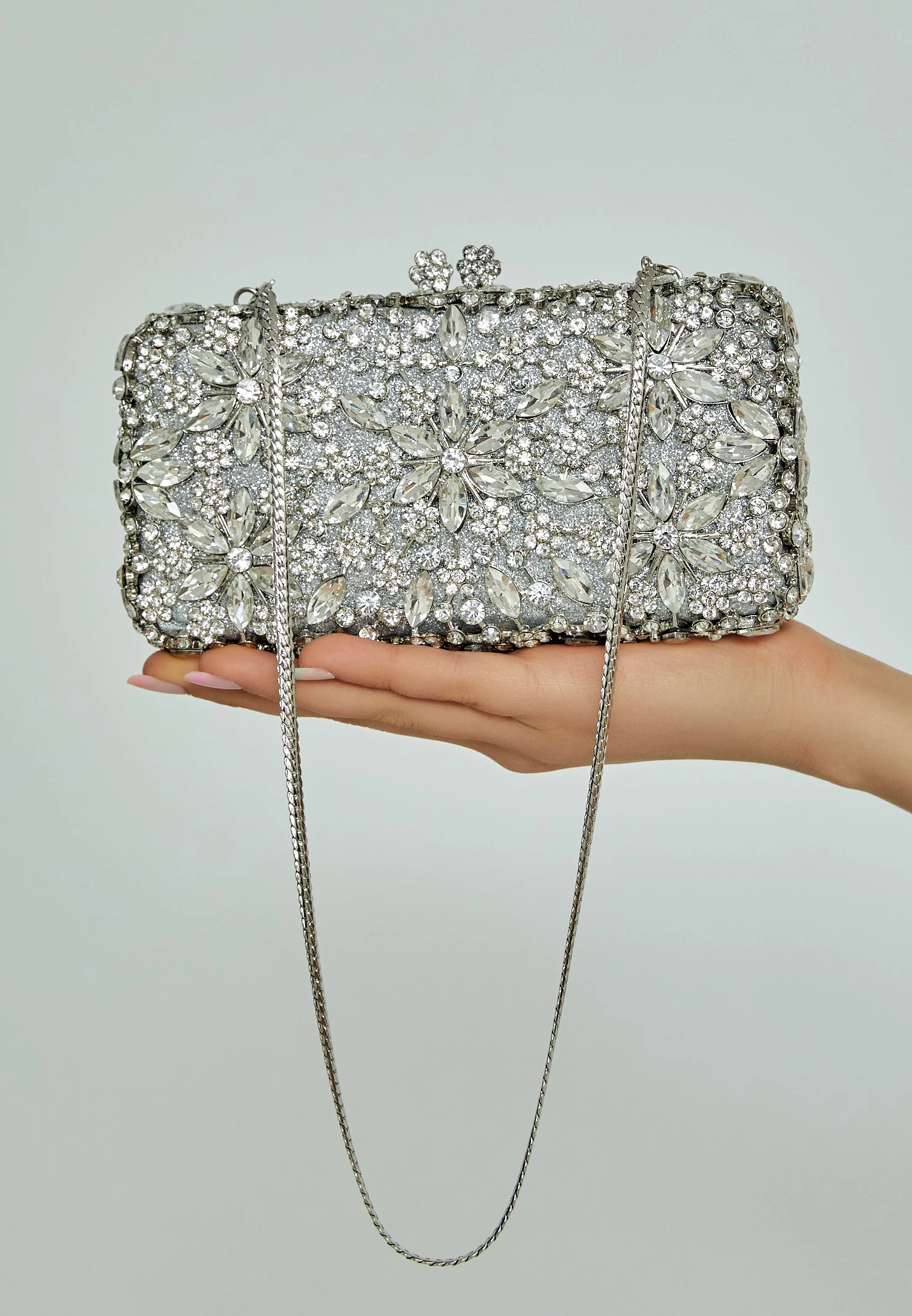 Women's Clutch Solid Color Crystal Stone Handbag abac014 - Image 4