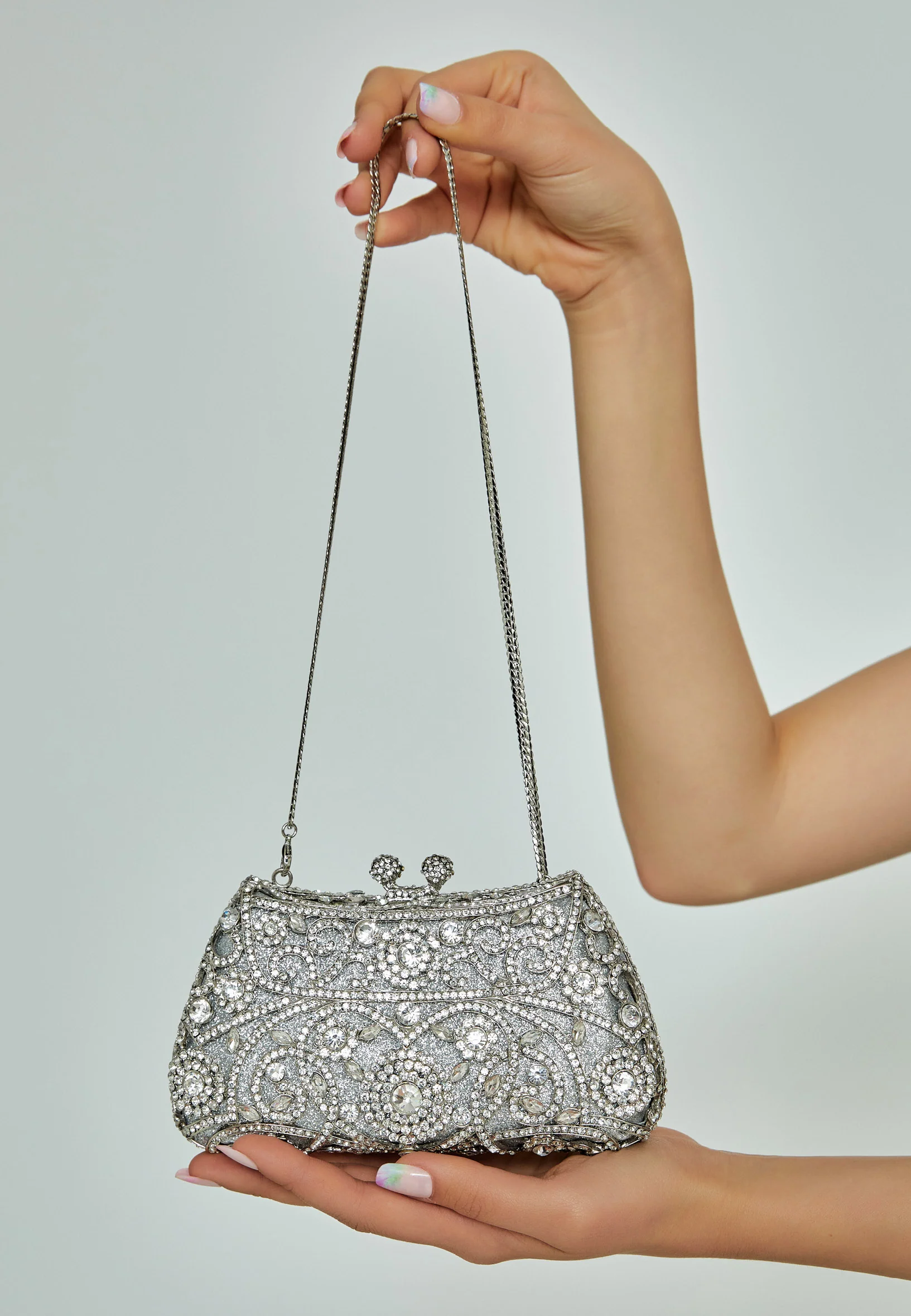 Women's Clutch Solid Color Crystal Stone Handbag abac017 - Image 4