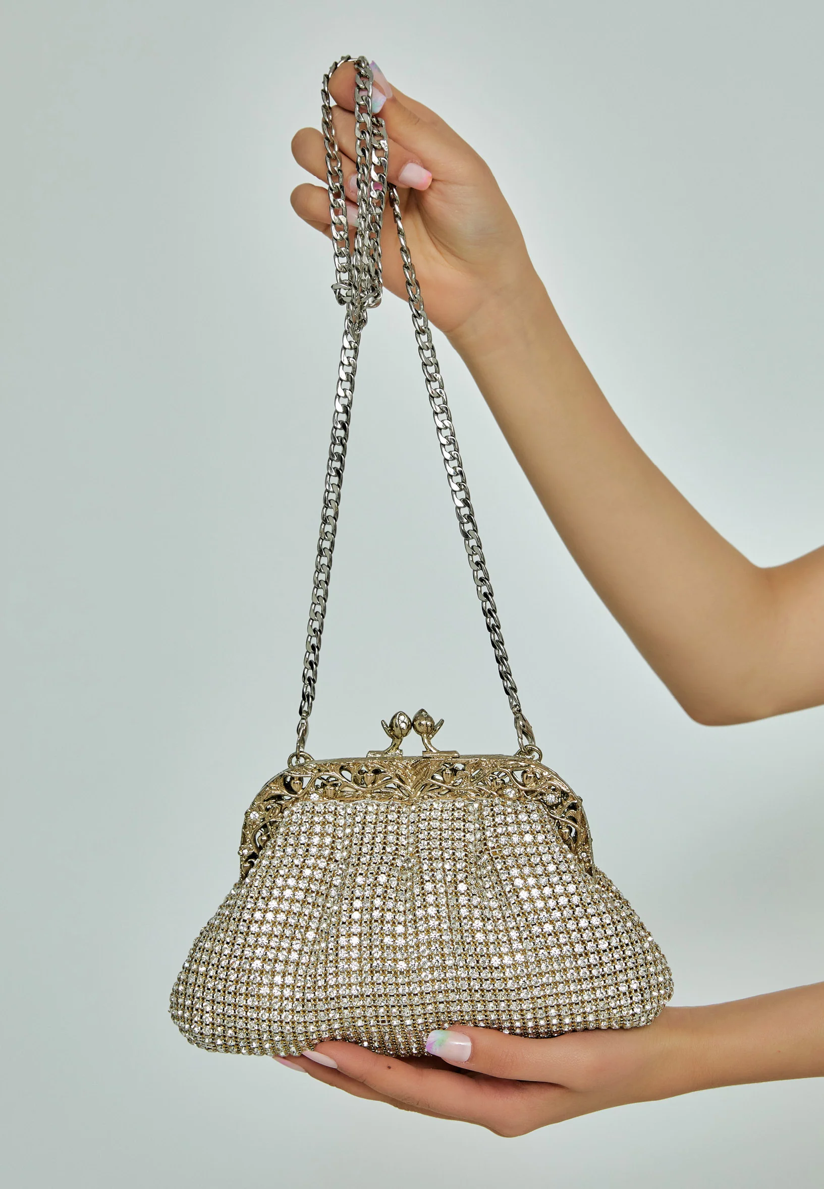 Women's Clutch Solid Color Crystal Stone Handbag abac024 - Image 4