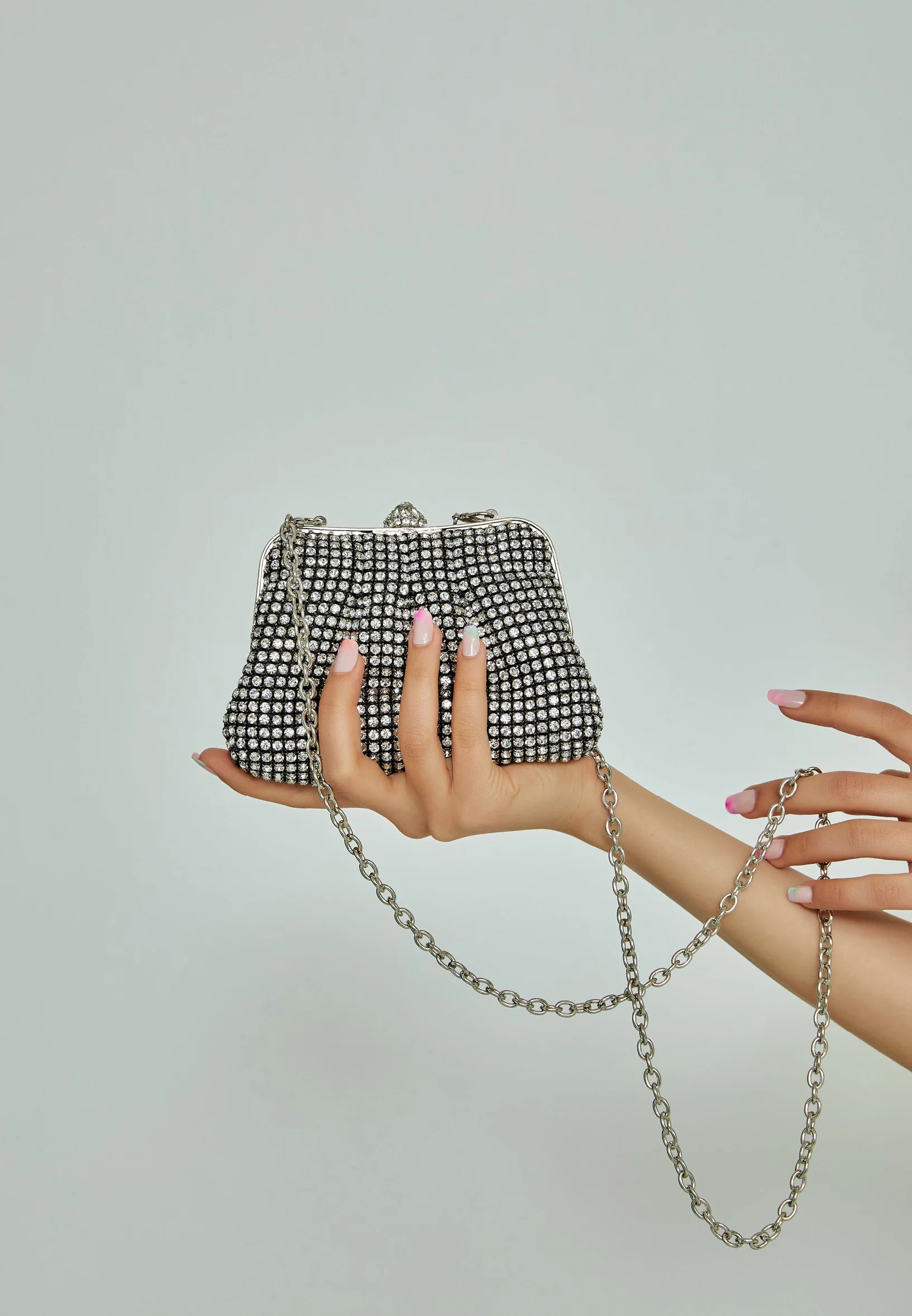 Women's Clutch Solid Color Crystal Stone Handbag abac025 - Image 4
