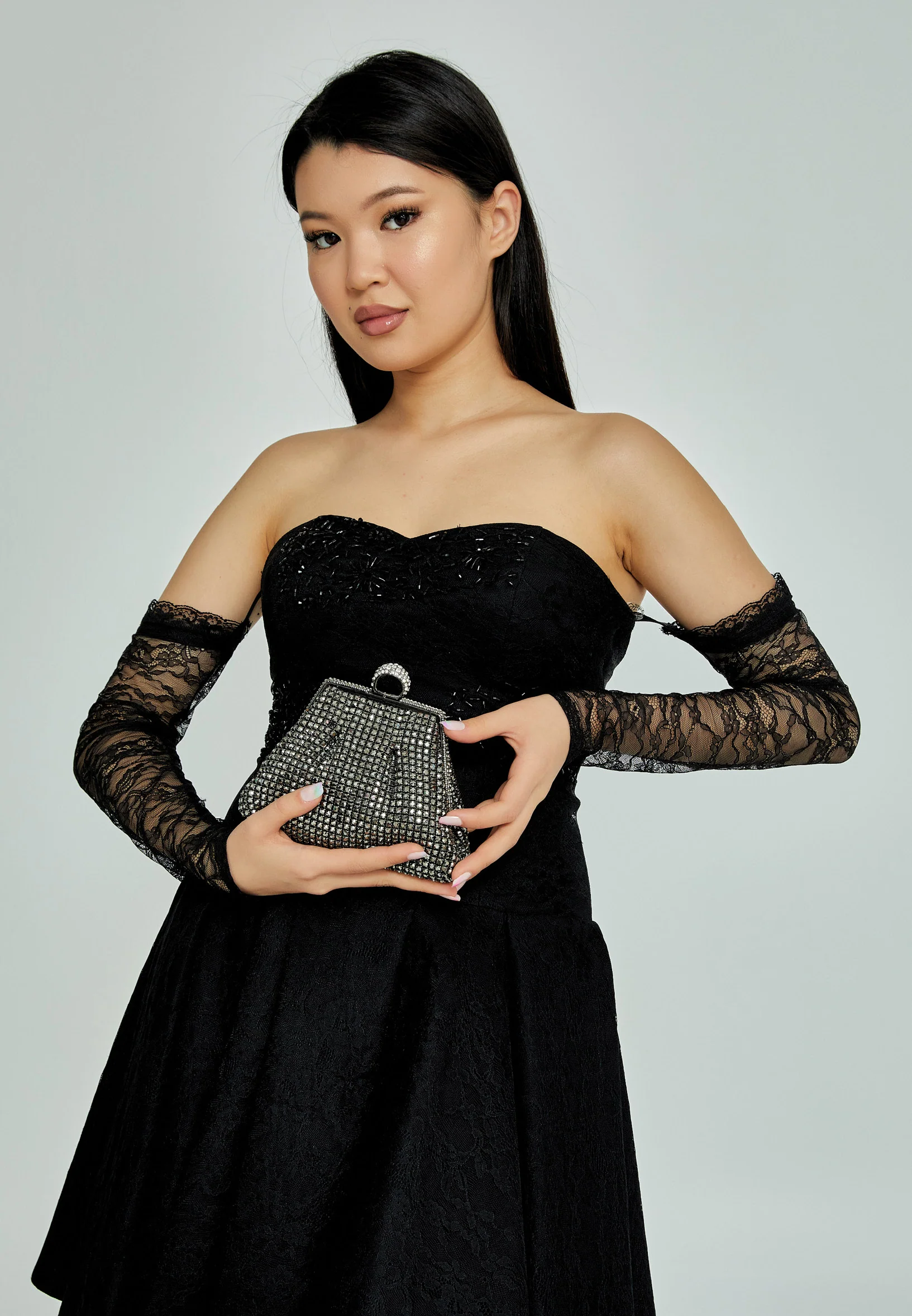 Women's Clutch Solid Color Crystal Stone Handbag abac027 - Image 3