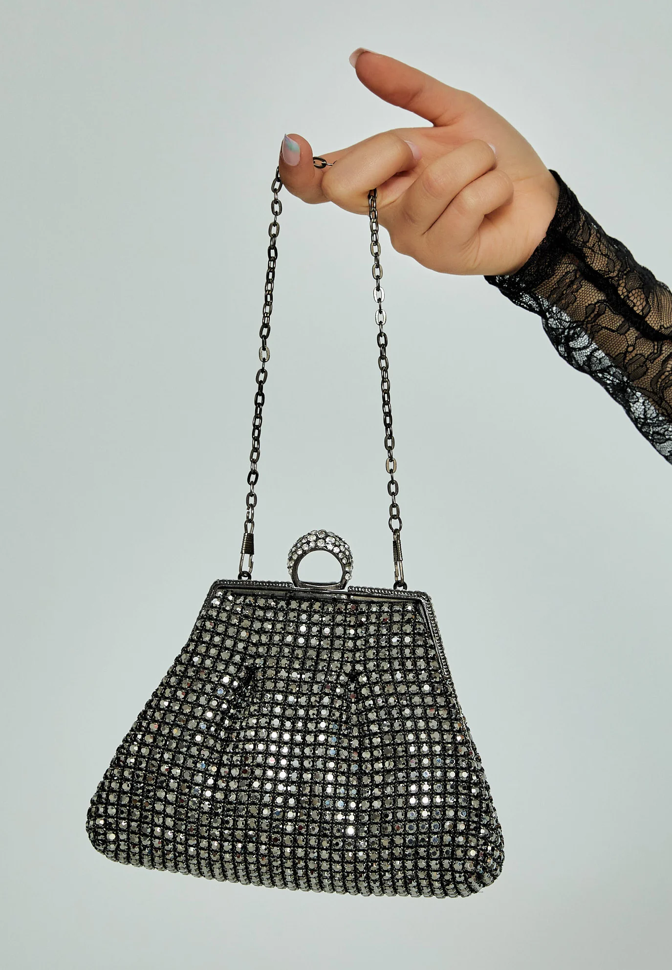 Women's Clutch Solid Color Crystal Stone Handbag abac027 - Image 4