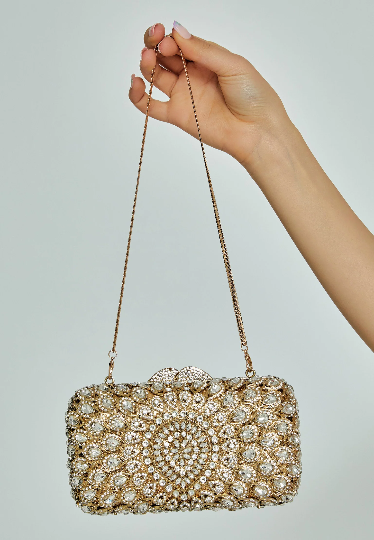 Women's Clutch Solid Color Crystal Stone Handbag abac029 - Image 4