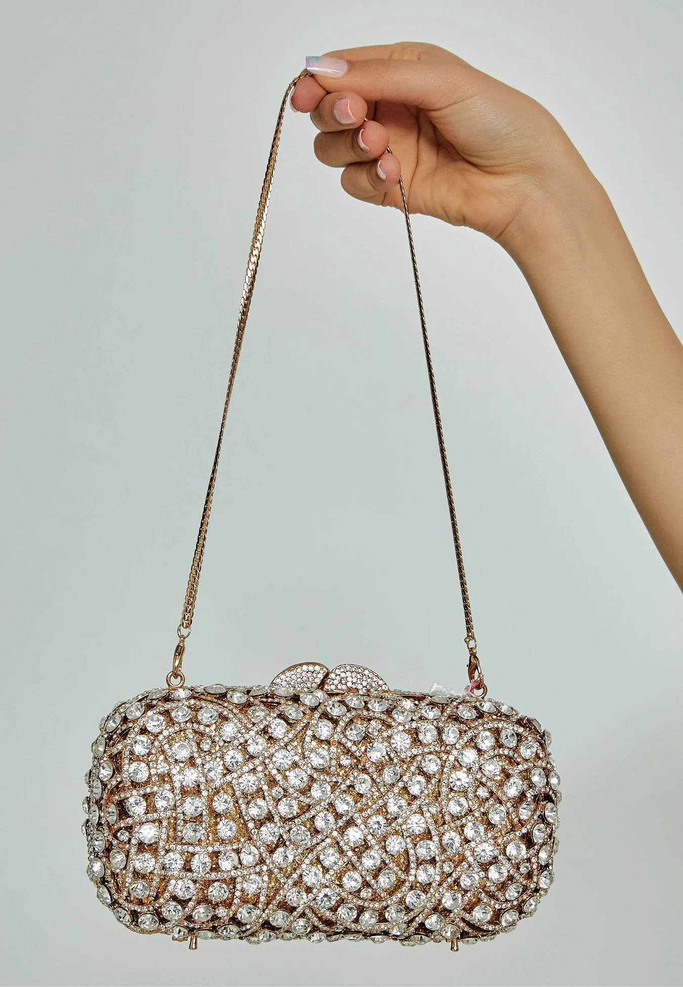 Women's Clutch Solid Color Crystal Stone Handbag abac034 - Image 4