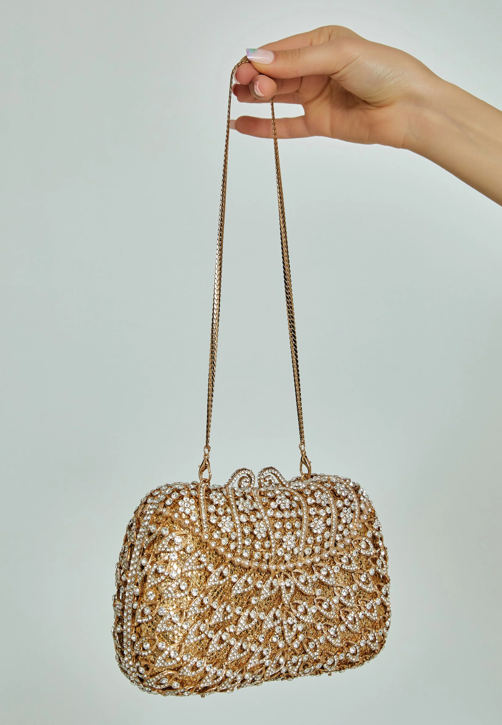 Women's Clutch Solid Color Crystal Stone Handbag abac035 - Image 4