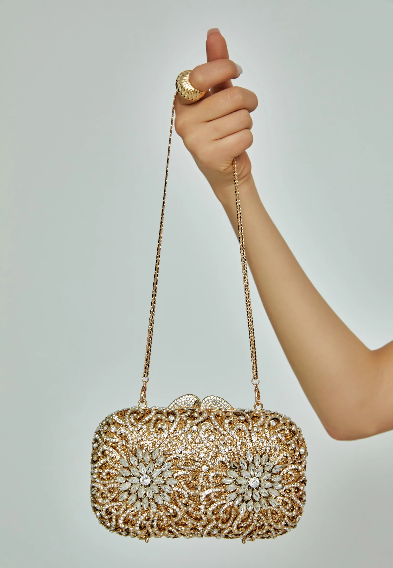 Women's Clutch Solid Color Crystal Stone Handbag abac037 - Image 4
