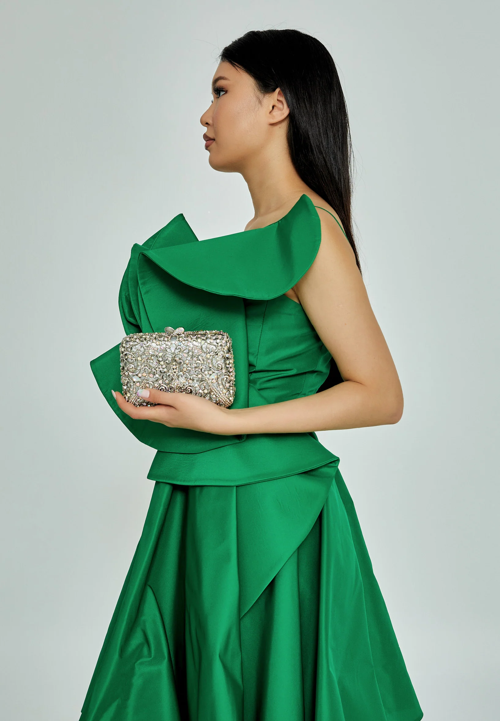 Women's Clutch Solid Color Crystal Stone Handbag abac038
