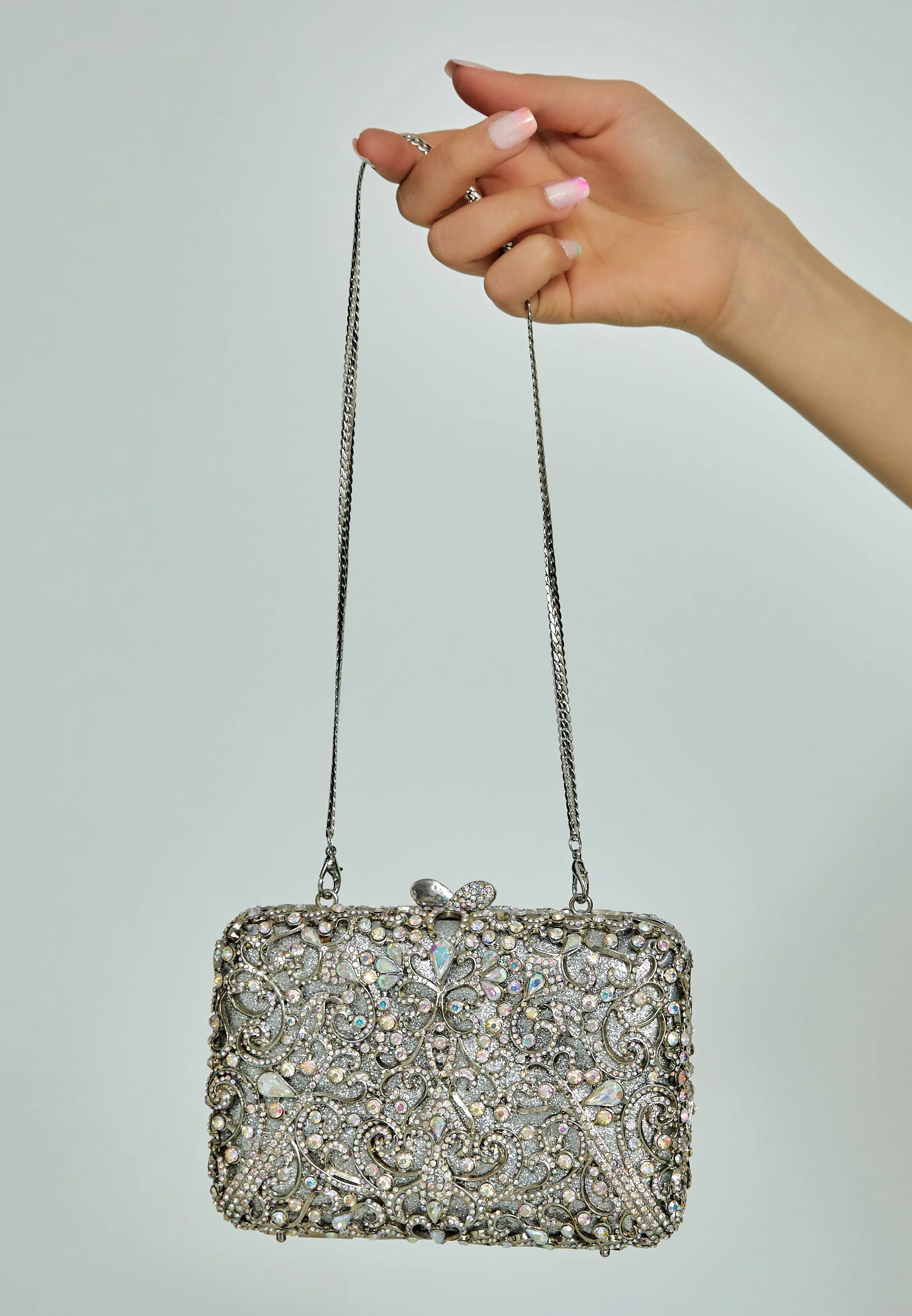 Women's Clutch Solid Color Crystal Stone Handbag abac038 - Image 4