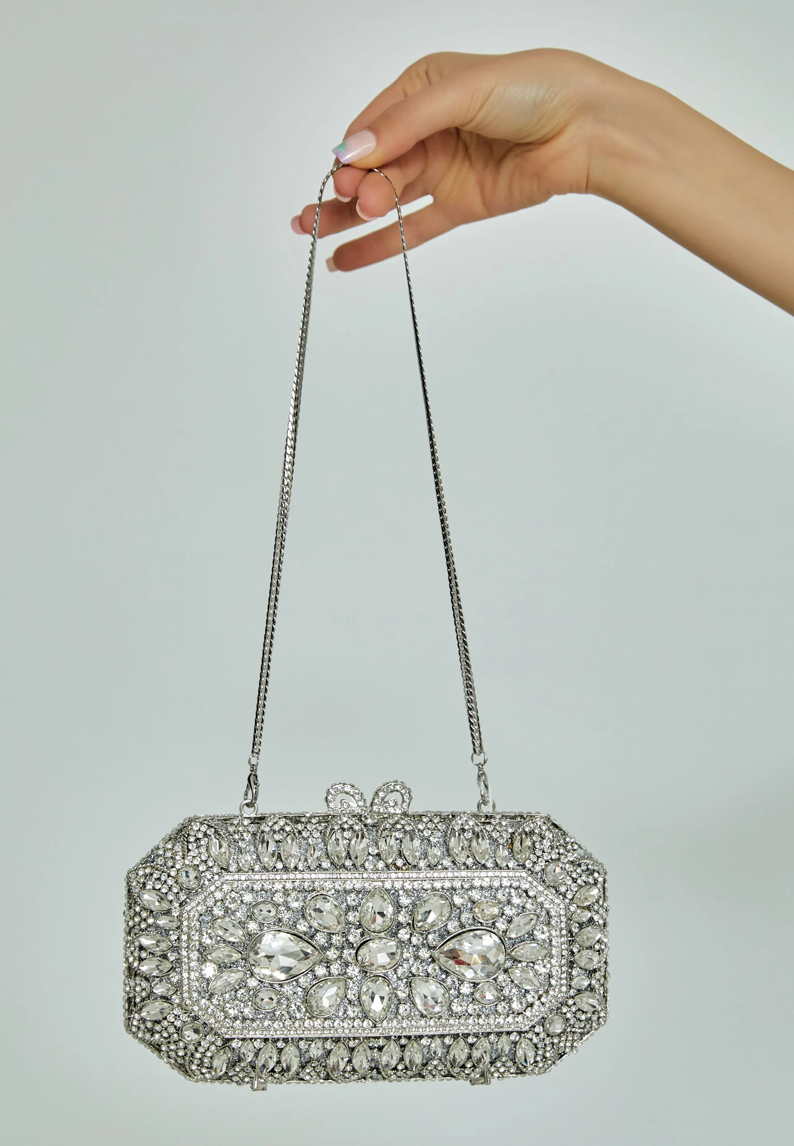 Women's Clutch Solid Color Crystal Stone Handbag abac040 - Image 4