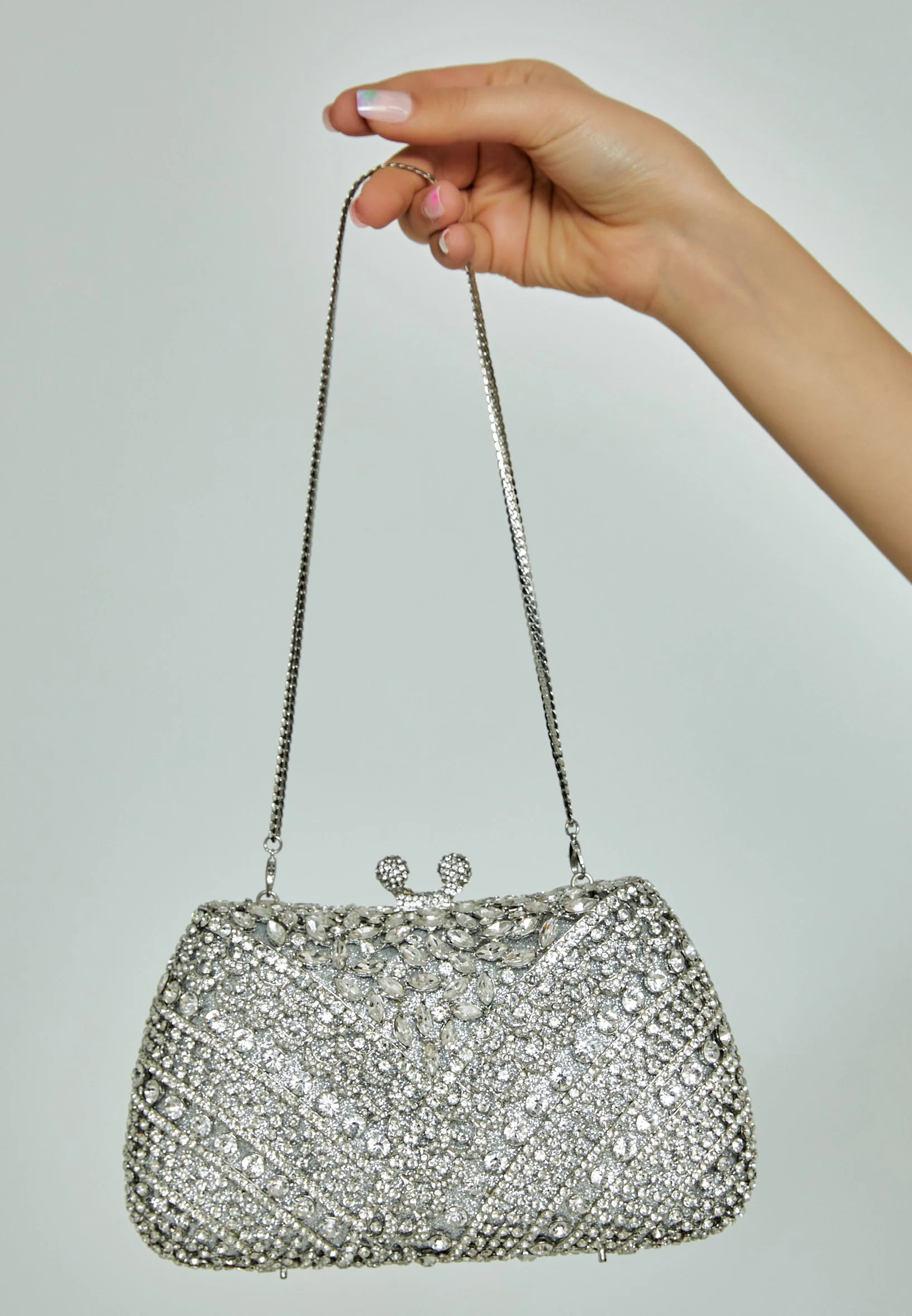 Women's Clutch Solid Color Crystal Stone Handbag abac046 - Image 4