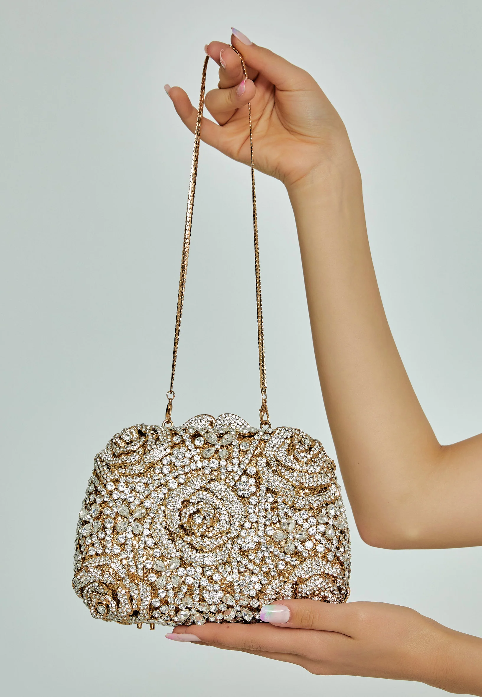 Women's Clutch Solid Color Crystal Stone Handbag abac047 - Image 4