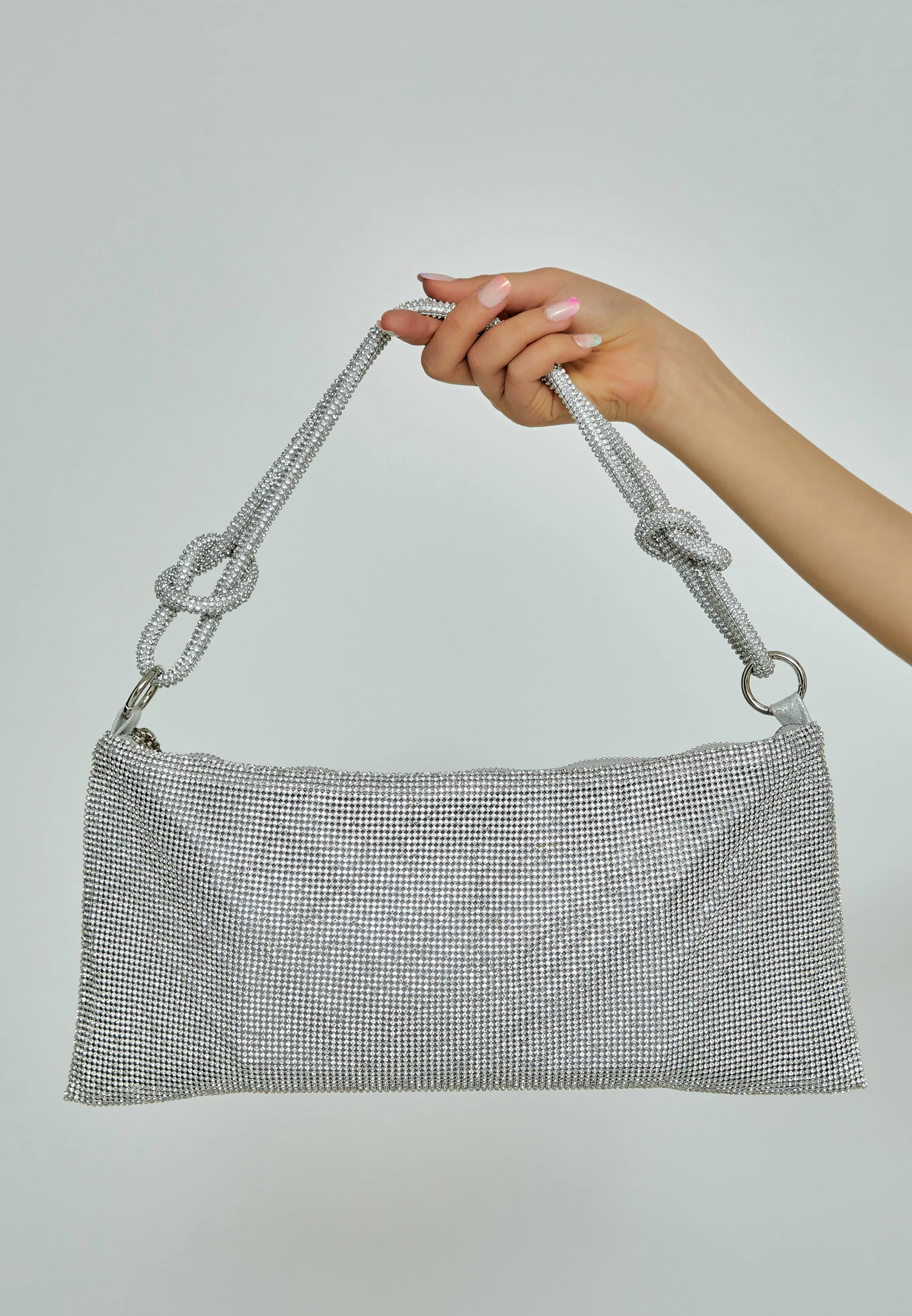 Women's Top Handle Solid Color Crystal Stone Handbag abac004 - Image 12