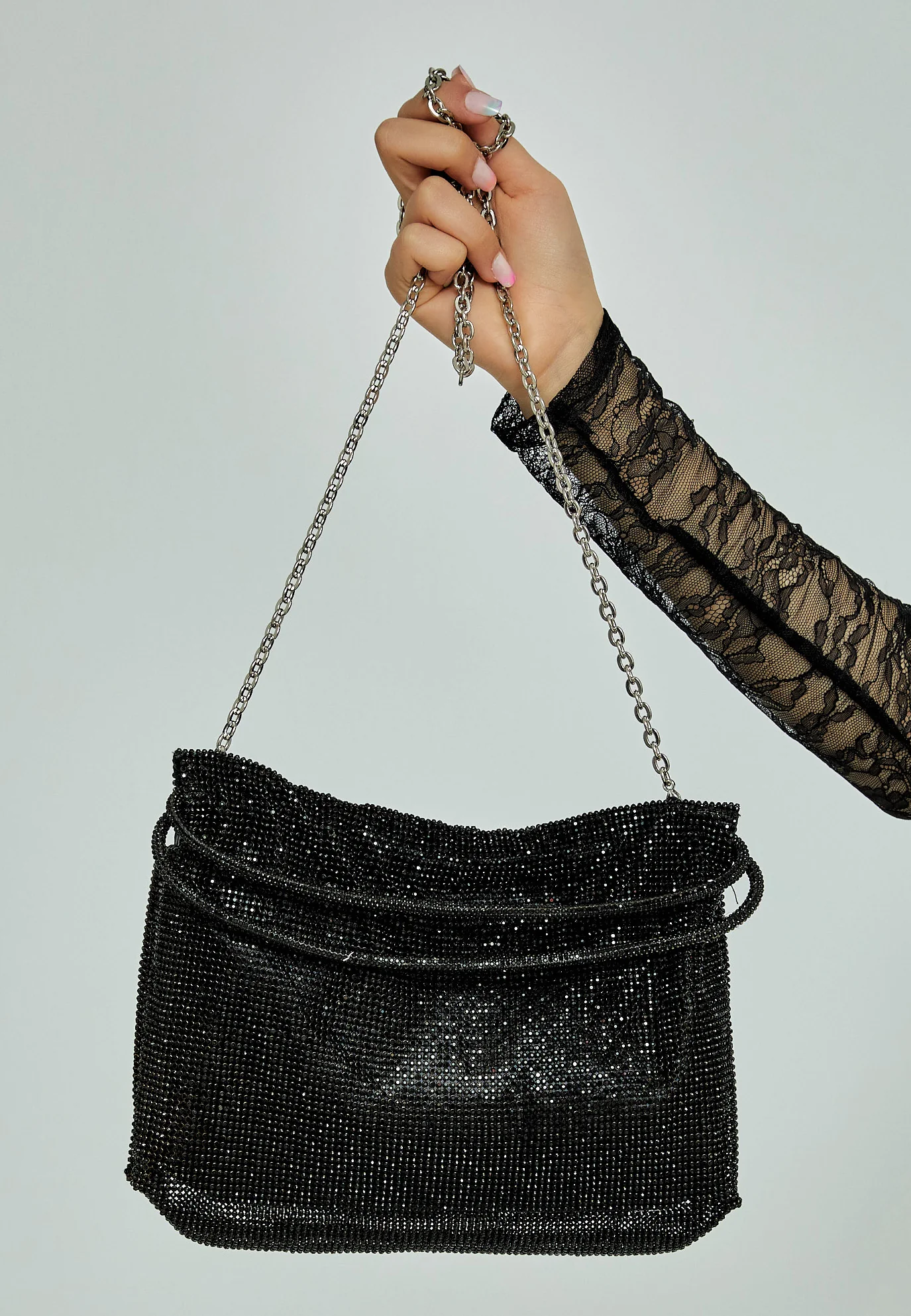 Women's Top Handle Solid Color Crystal Stone Handbag abac005 - Image 4