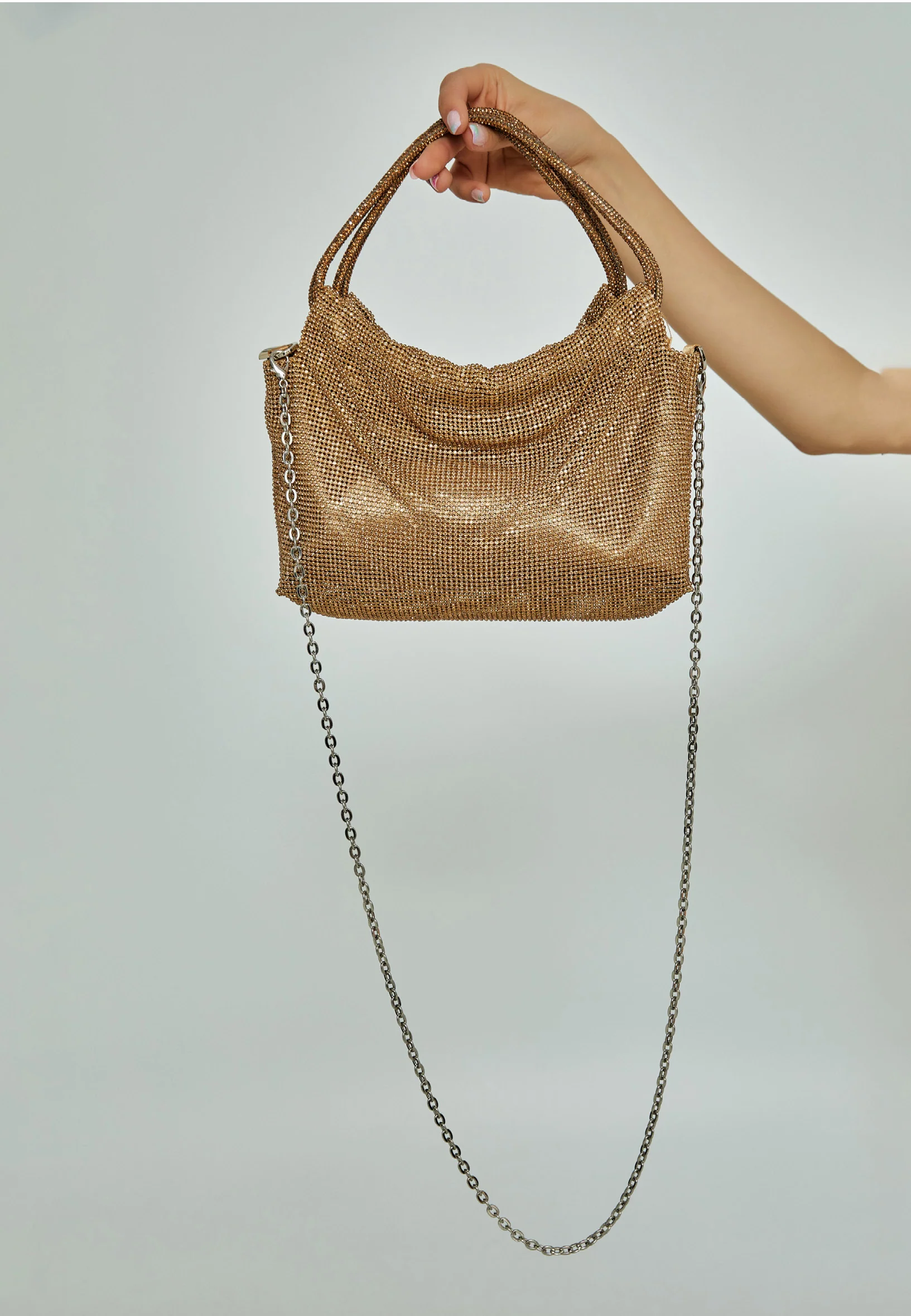 Women's Top Handle Solid Color Crystal Stone Handbag abac005 - Image 8