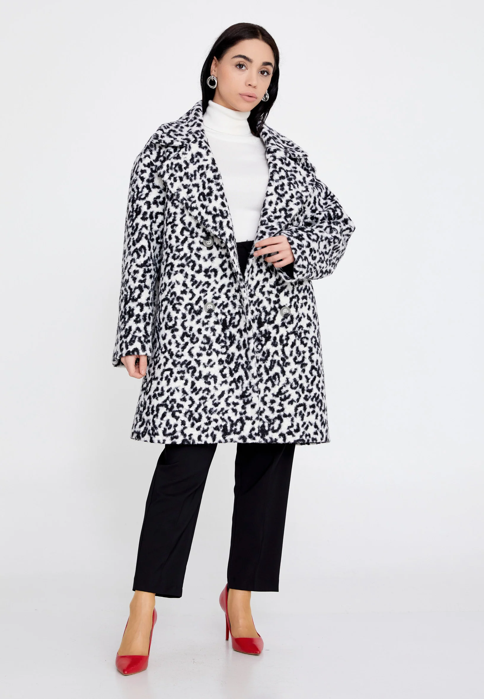 Wool Animal Print Regular Coat ber23k8111