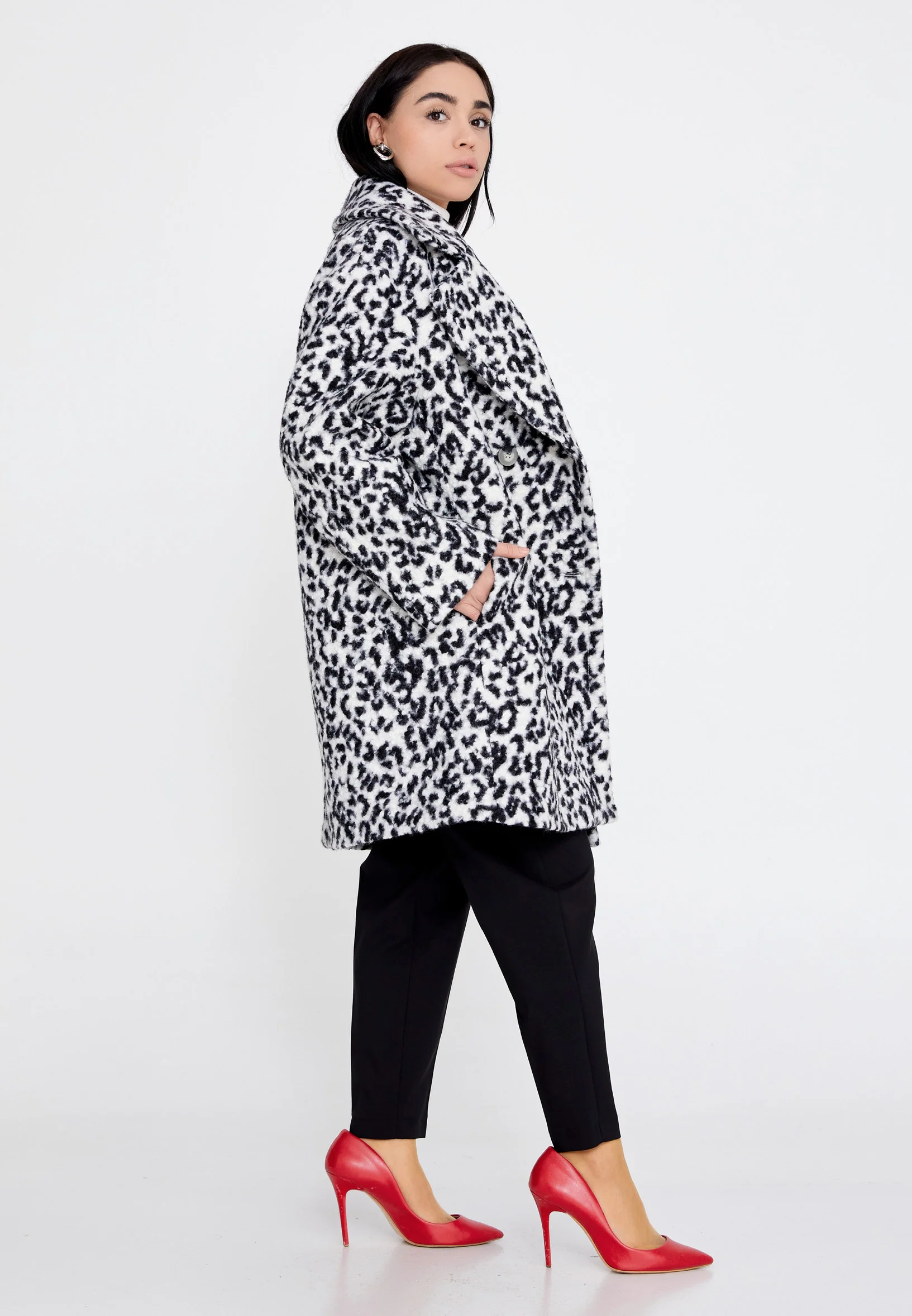 Wool Animal Print Regular Coat ber23k8111 - Image 3