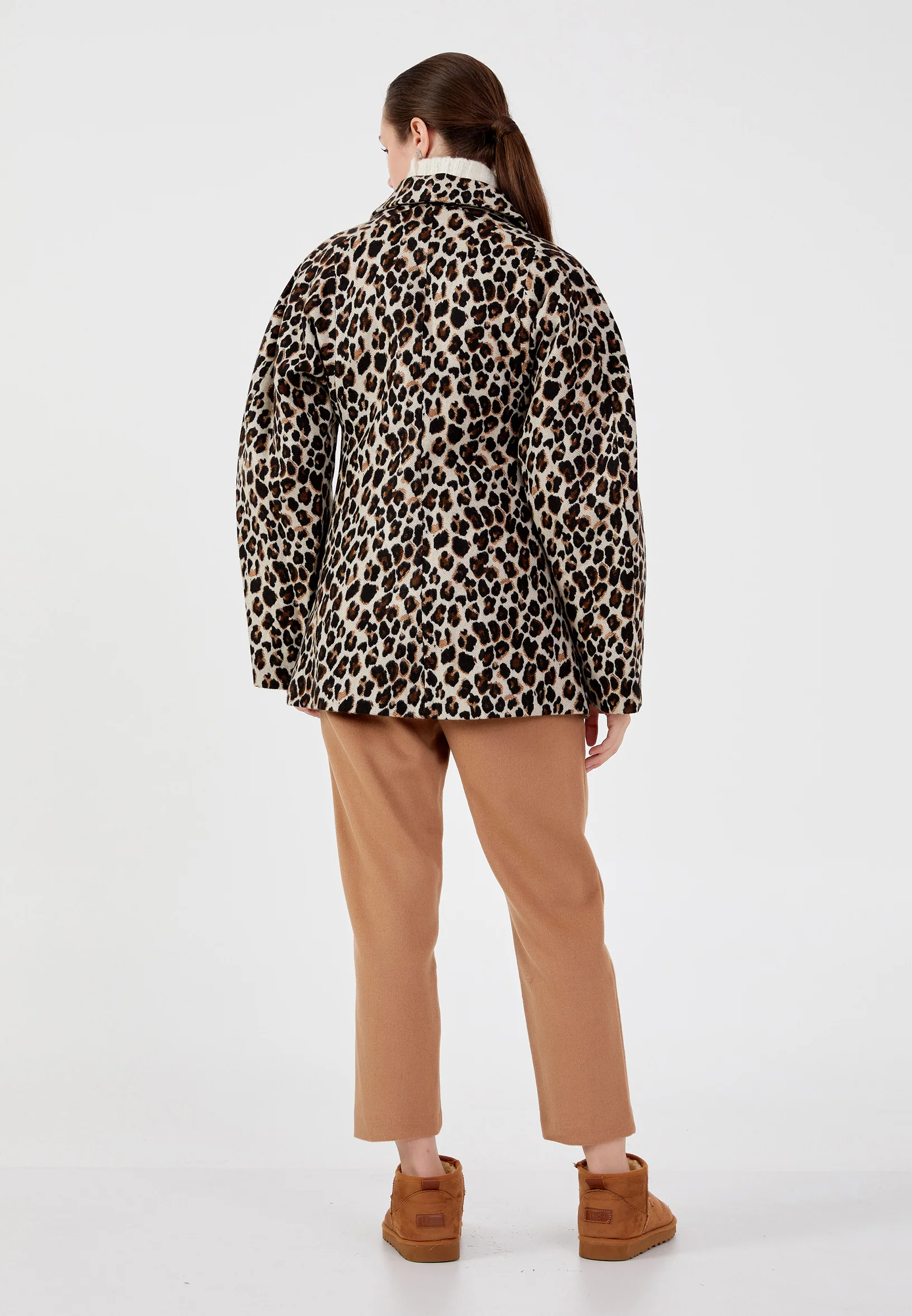 Wool Animal Print Regular Coat ber23k8117 - Image 4