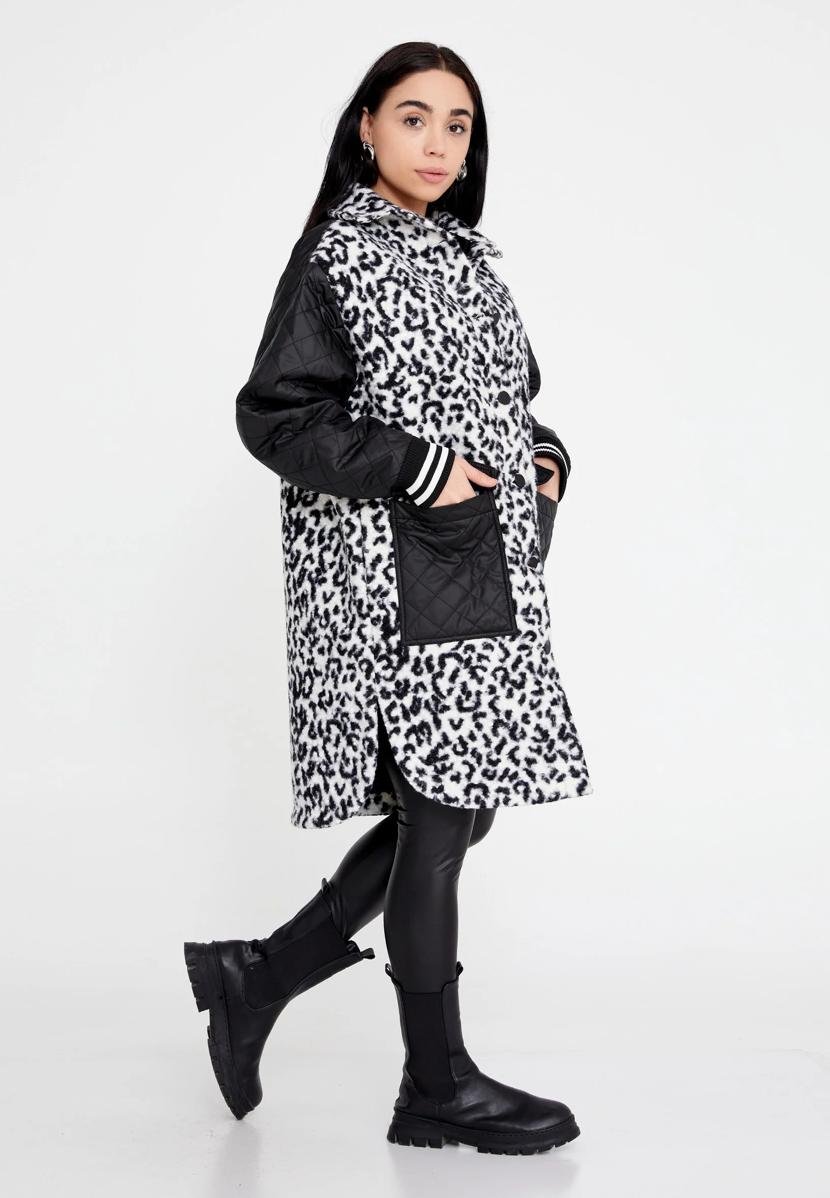 Wool Animal Print Regular Coat ber8142 - Image 3
