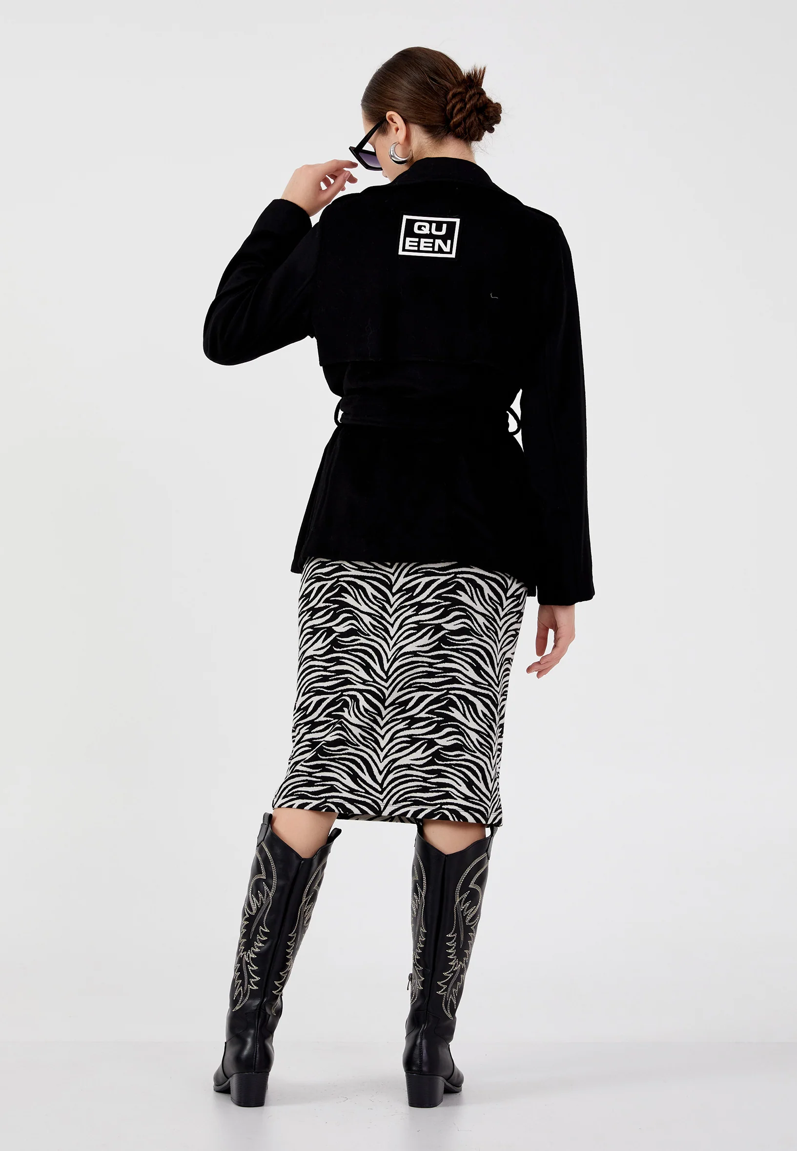 Wool Printed Regular Coat ber23k8105 - Image 2
