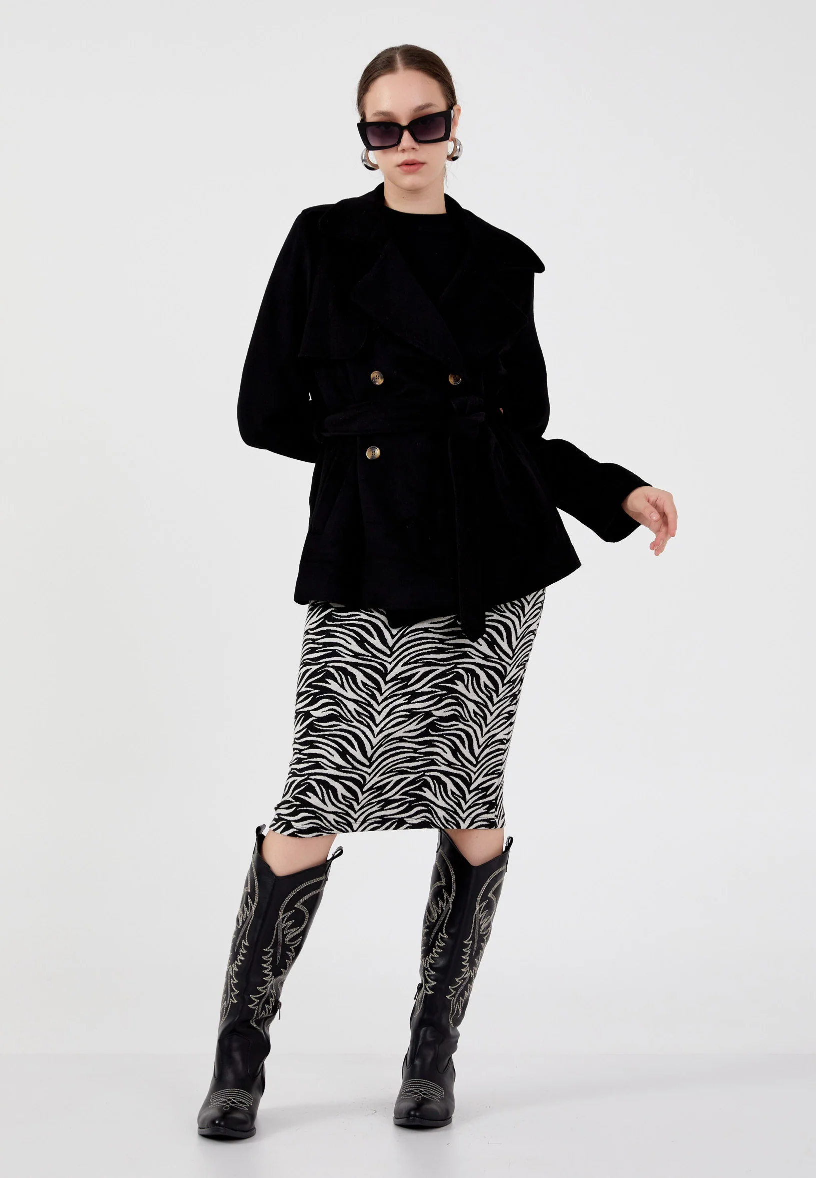 Wool Printed Regular Coat ber23k8105 - Image 5