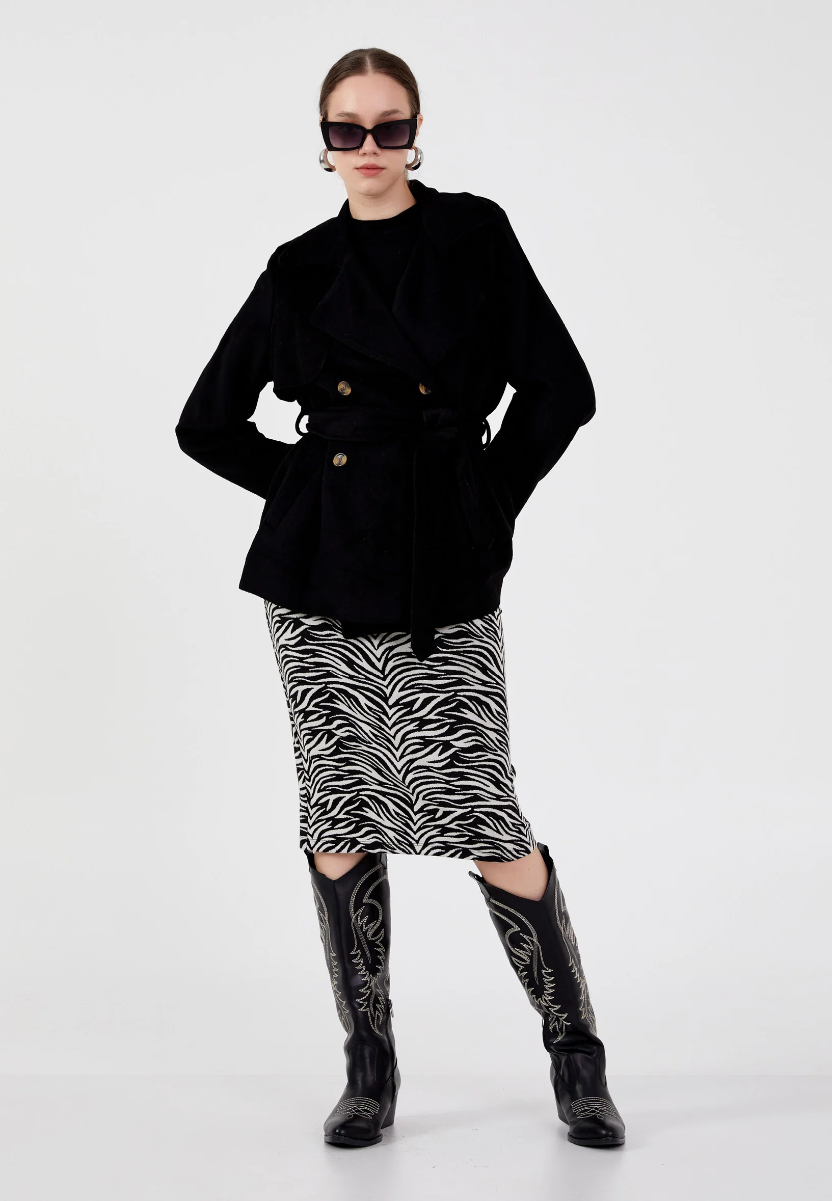 Wool Printed Regular Coat ber23k8105 - Image 6