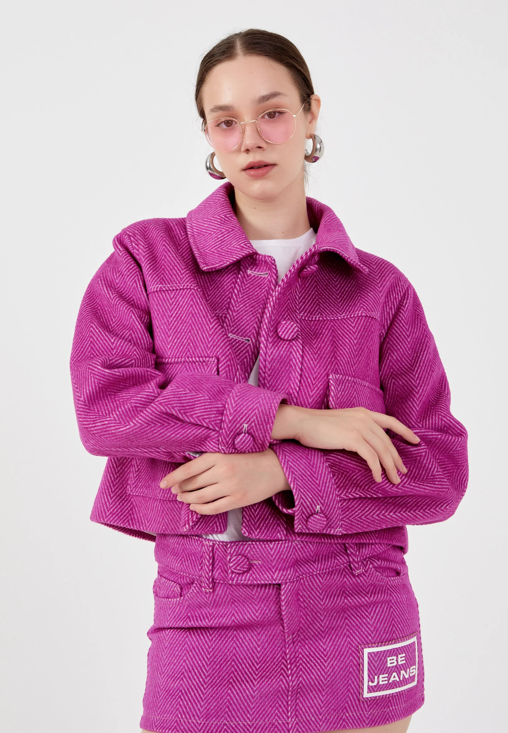Wool Printed Regular Coat ber23k8130 - Image 10