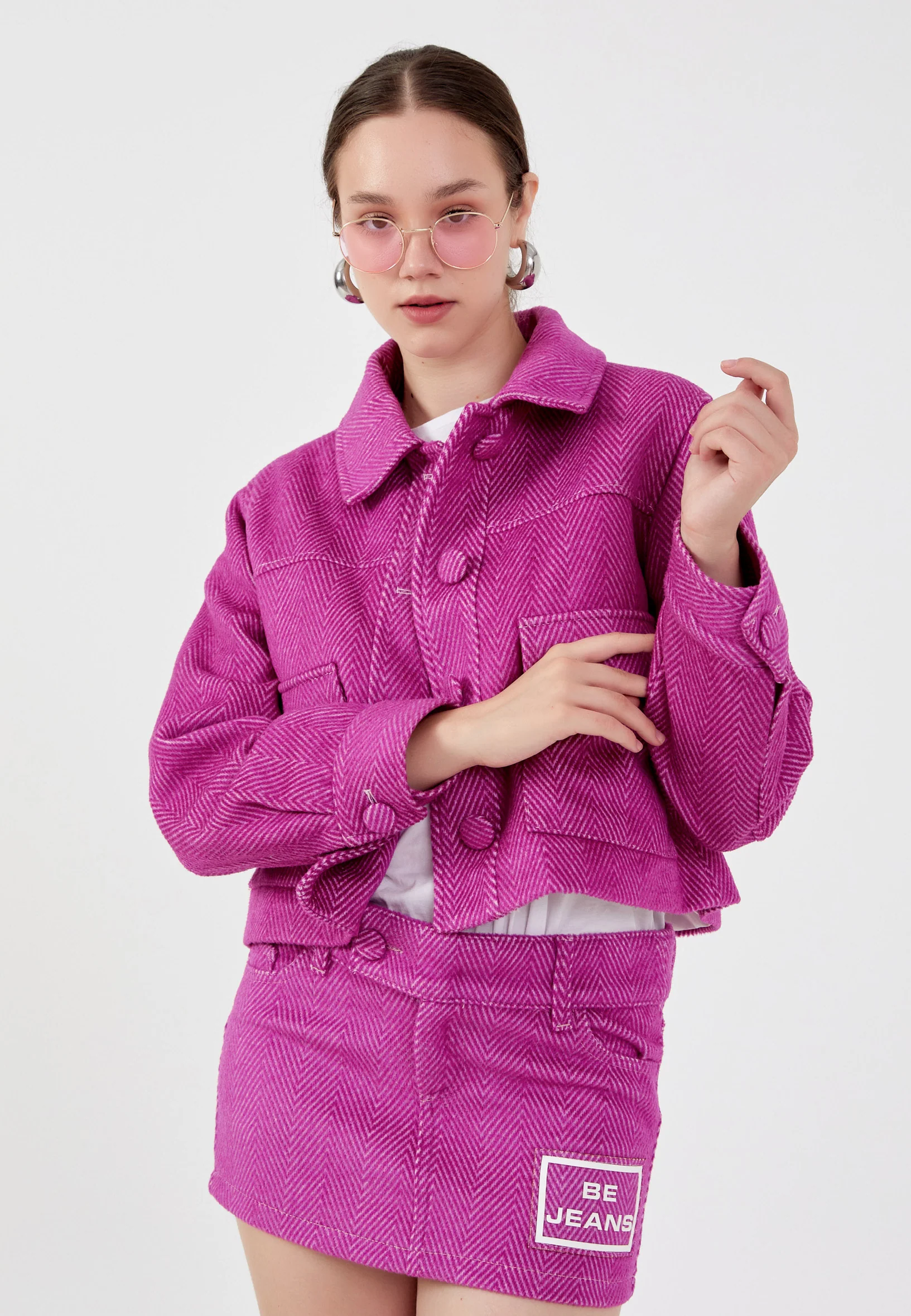 Wool Printed Regular Coat ber23k8130 - Image 11