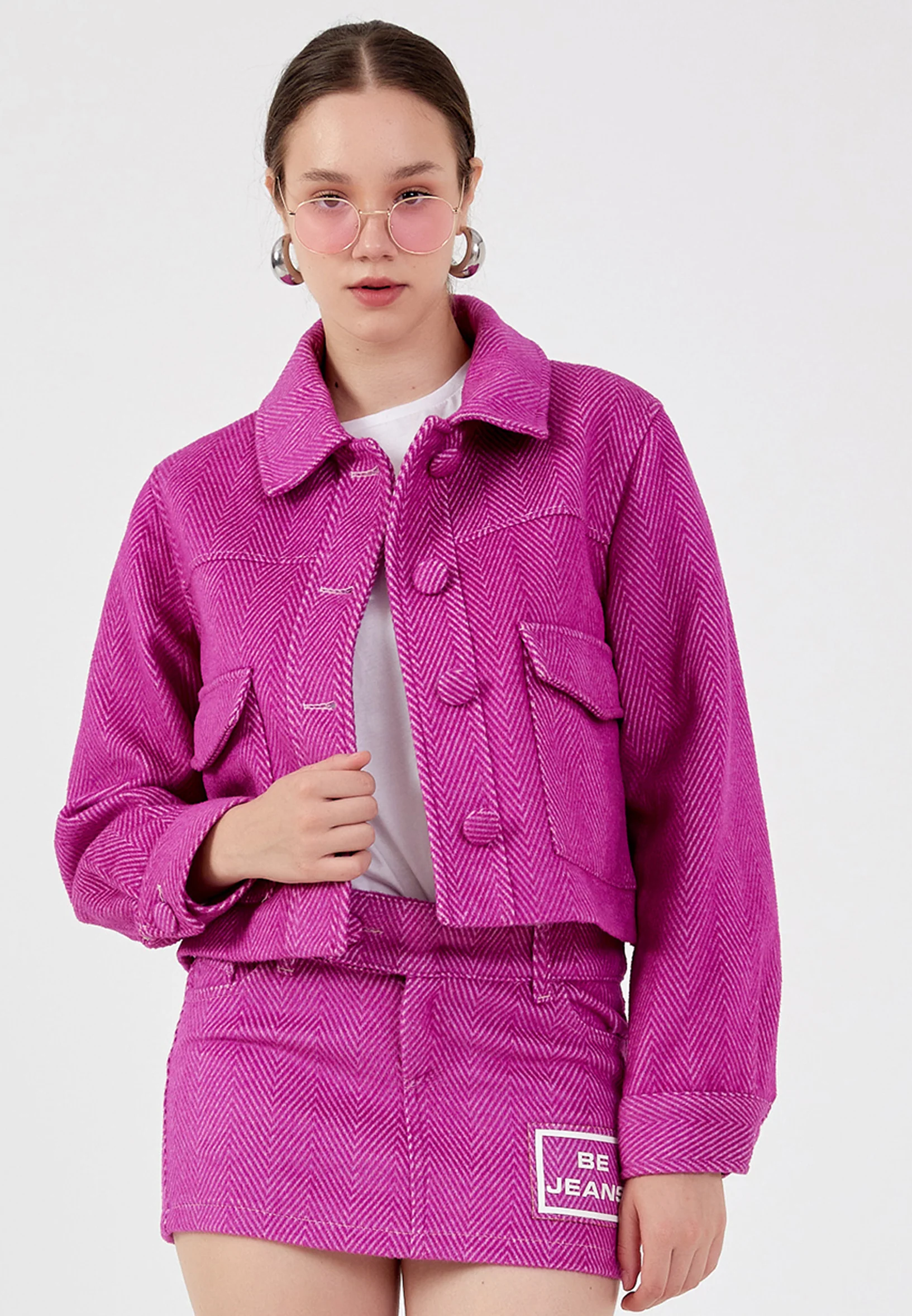 Wool Printed Regular Coat ber23k8130 - Image 5