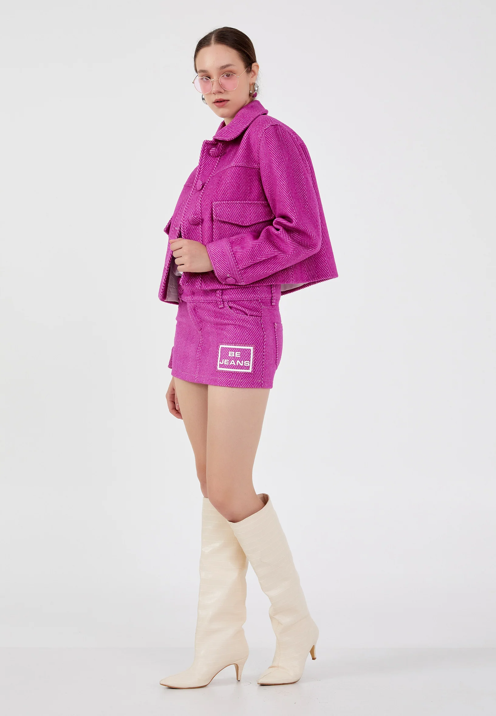 Wool Printed Regular Coat ber23k8130 - Image 7