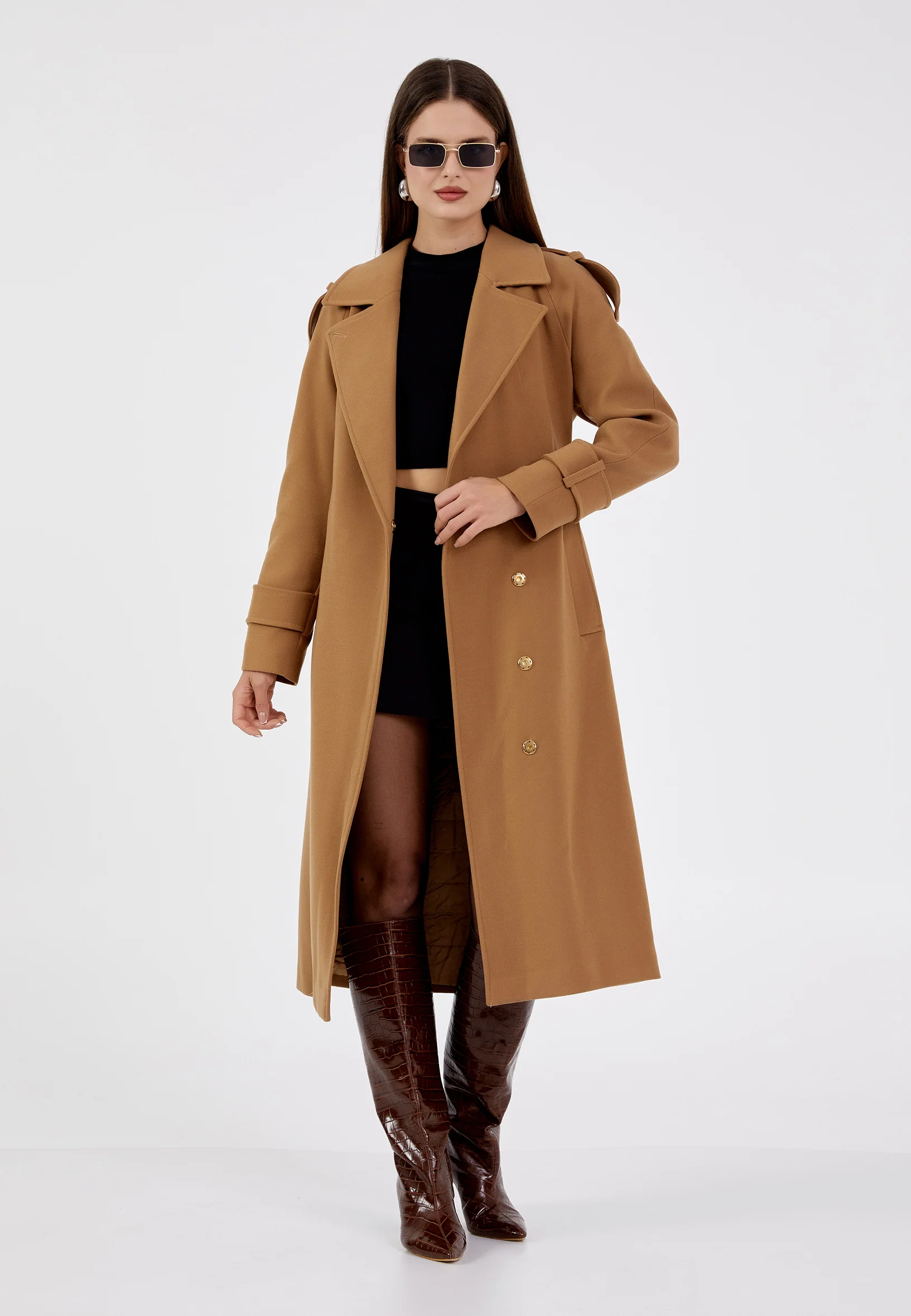 Wool Solid Color Regular Coat bch0273 - Image 2