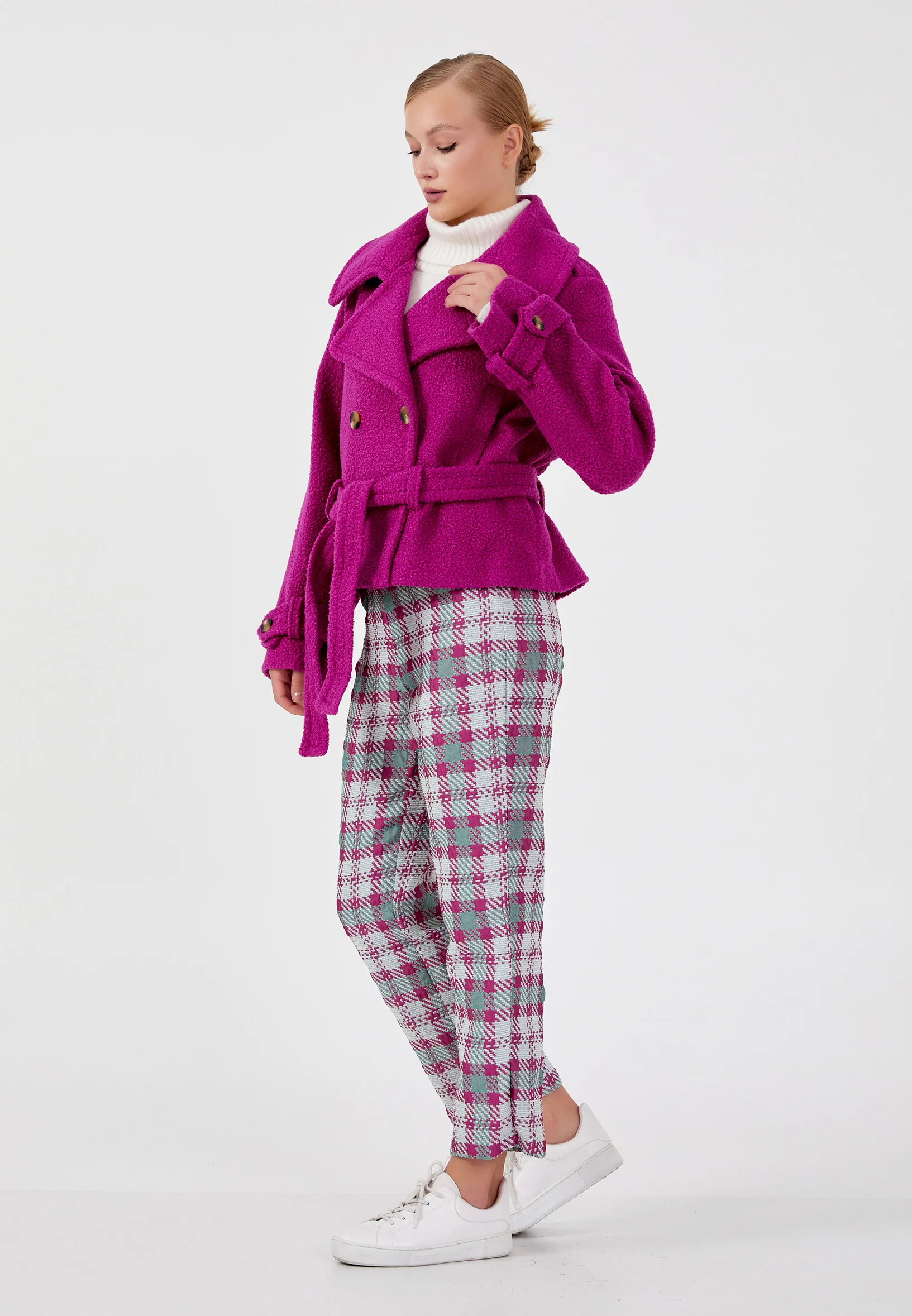 Wool Solid Color Regular Coat ber23k8132 - Image 7
