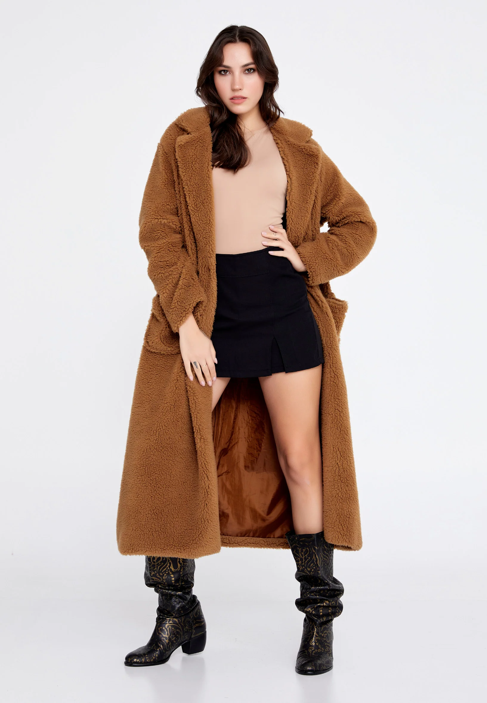 Wool Solid Color Regular Coat cav88209 - Image 10
