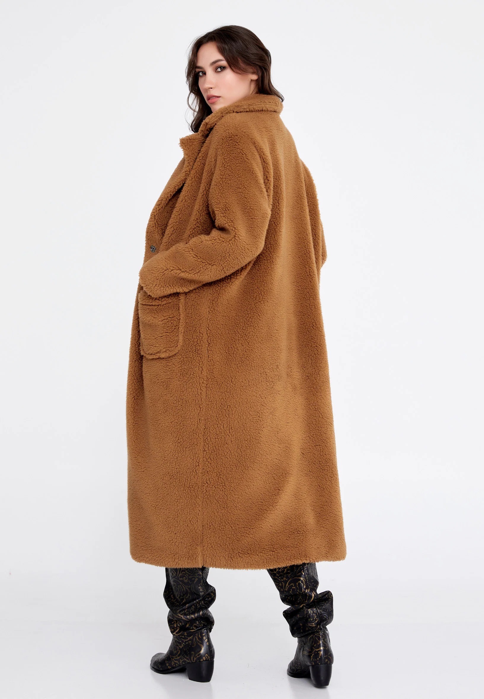 Wool Solid Color Regular Coat cav88209 - Image 12
