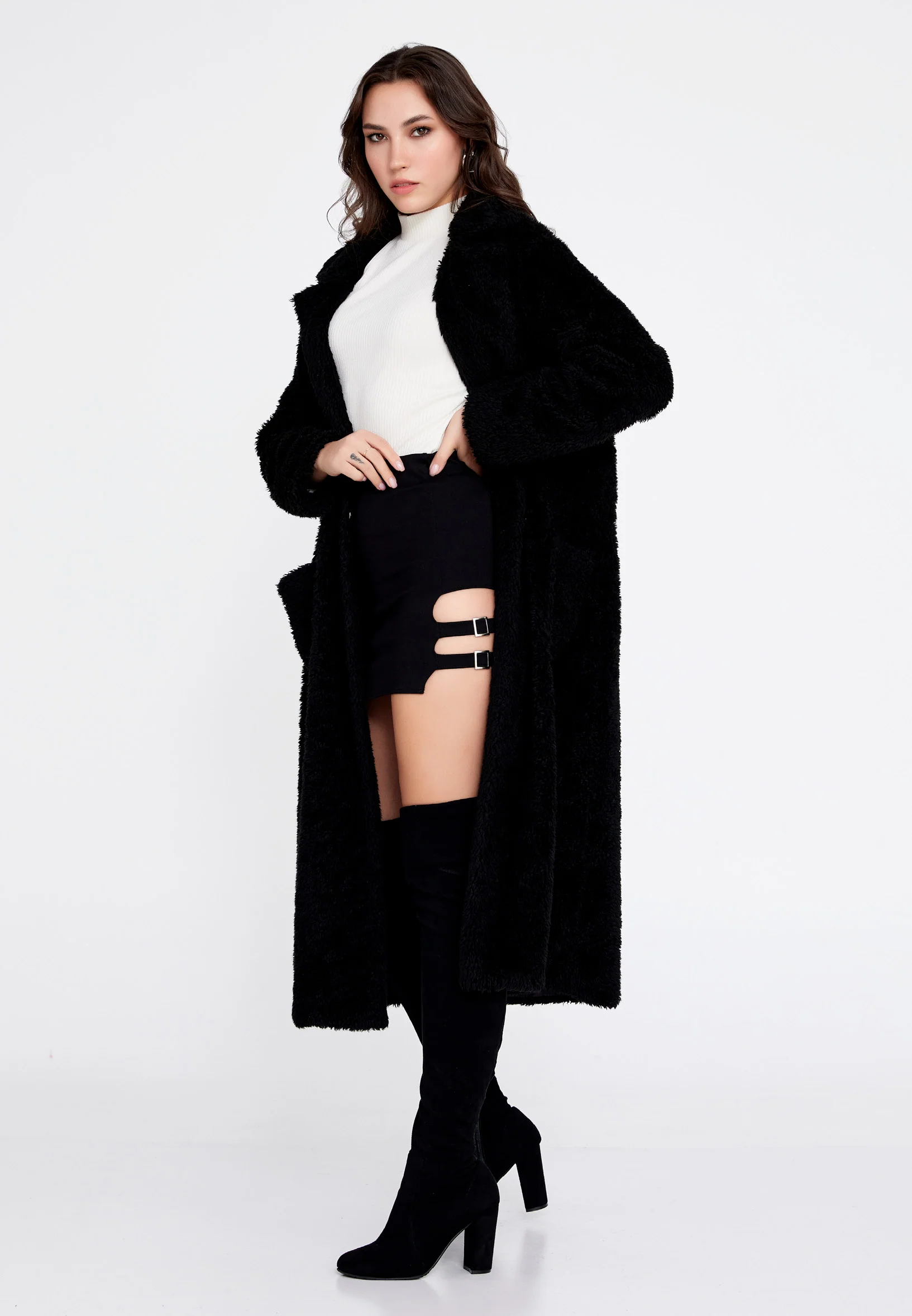 Wool Solid Color Regular Coat cav88209 - Image 3