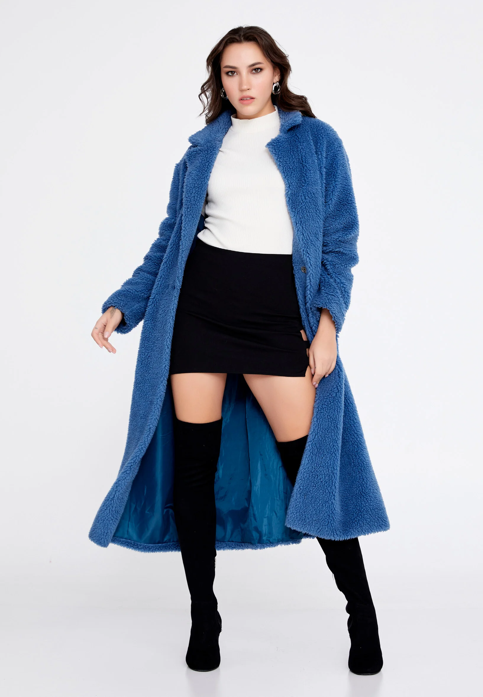 Wool Solid Color Regular Coat cav88209 - Image 6
