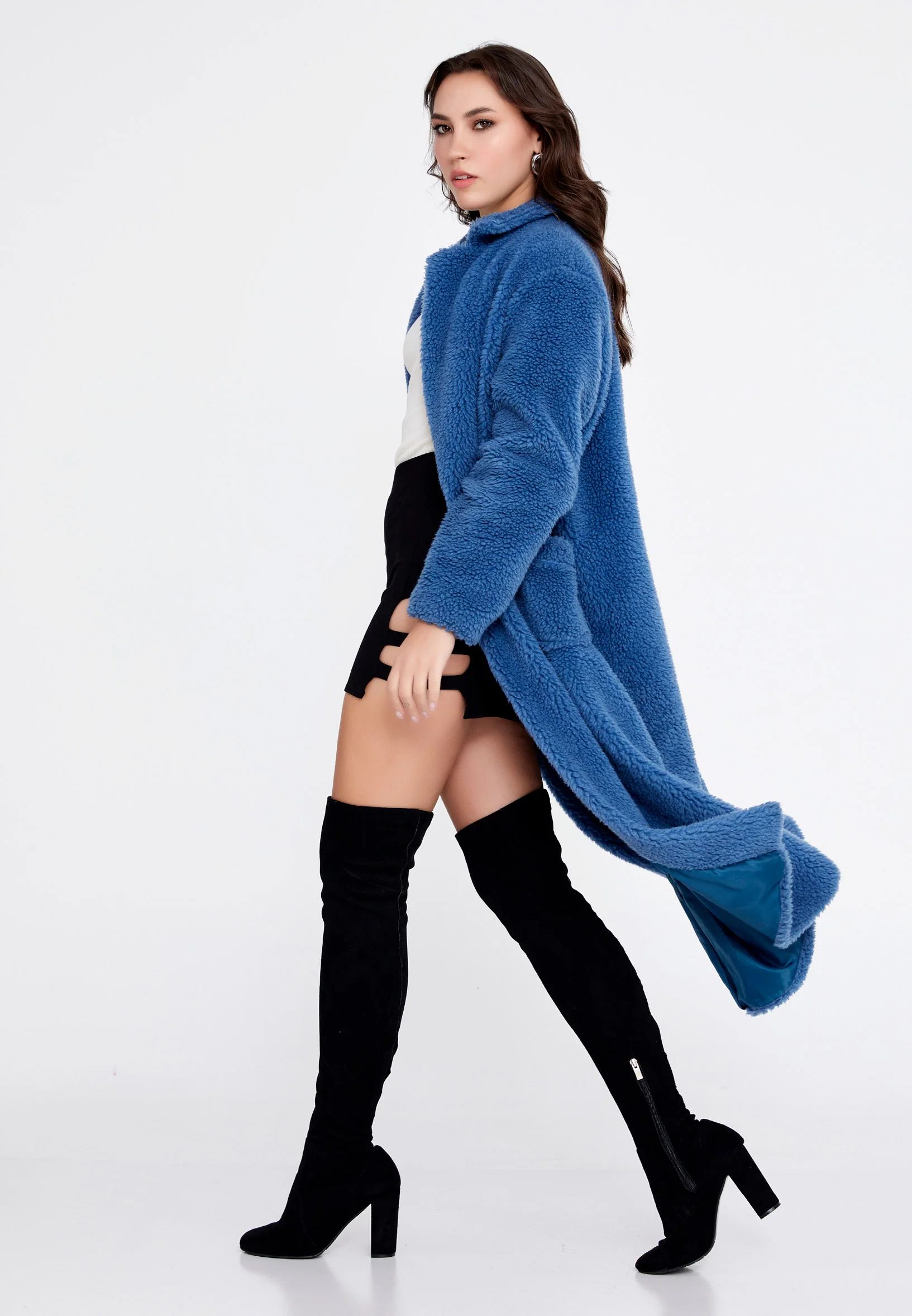 Wool Solid Color Regular Coat cav88209 - Image 7