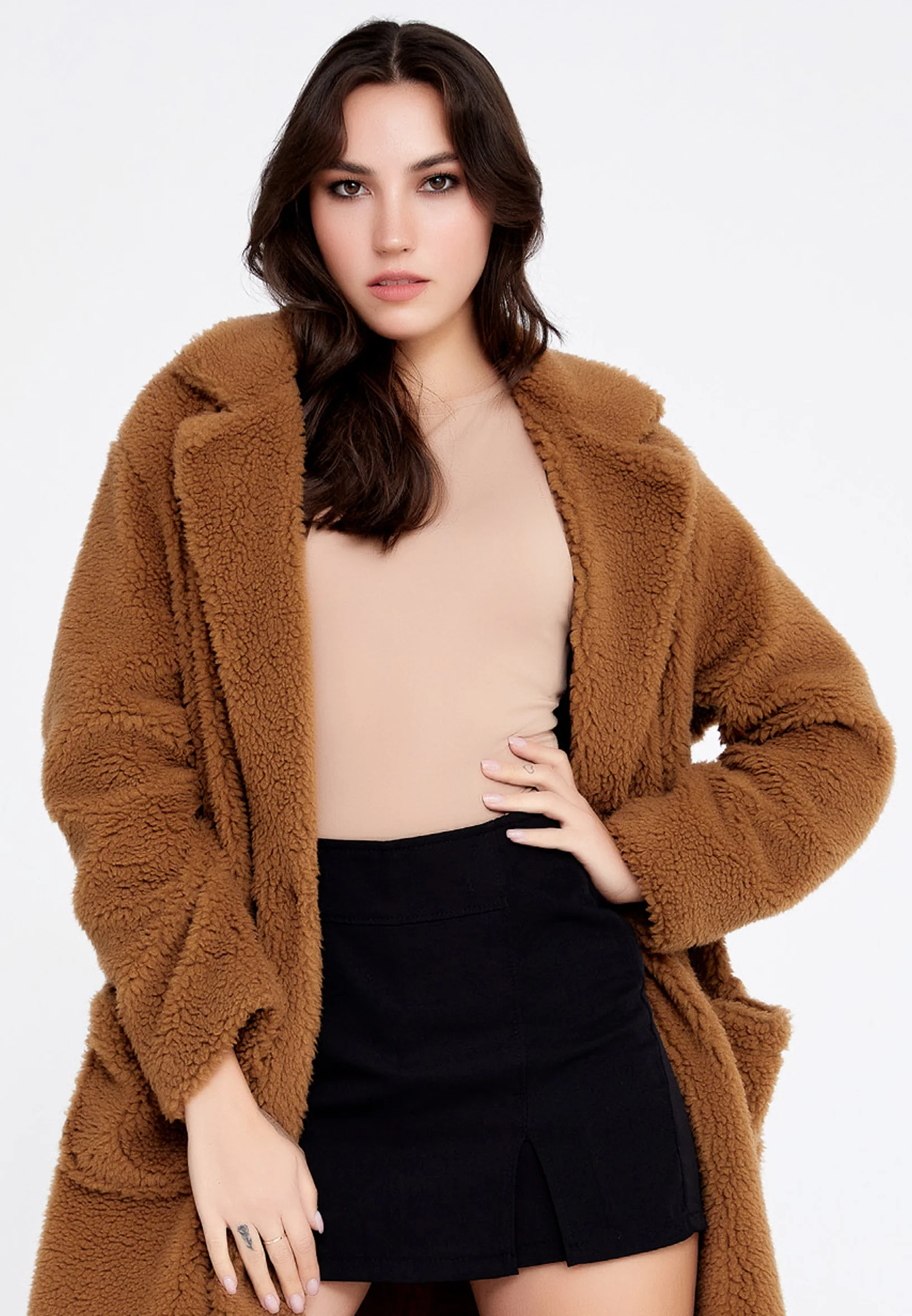 Wool Solid Color Regular Coat cav88209 - Image 9