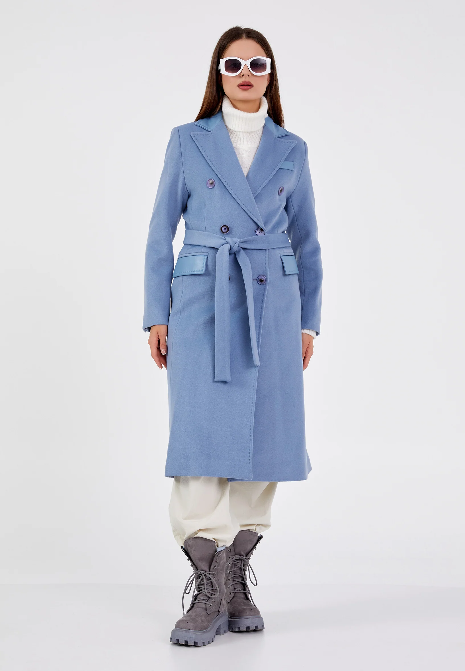 Wool Solid Color Regular Coat cln2258 - Image 13