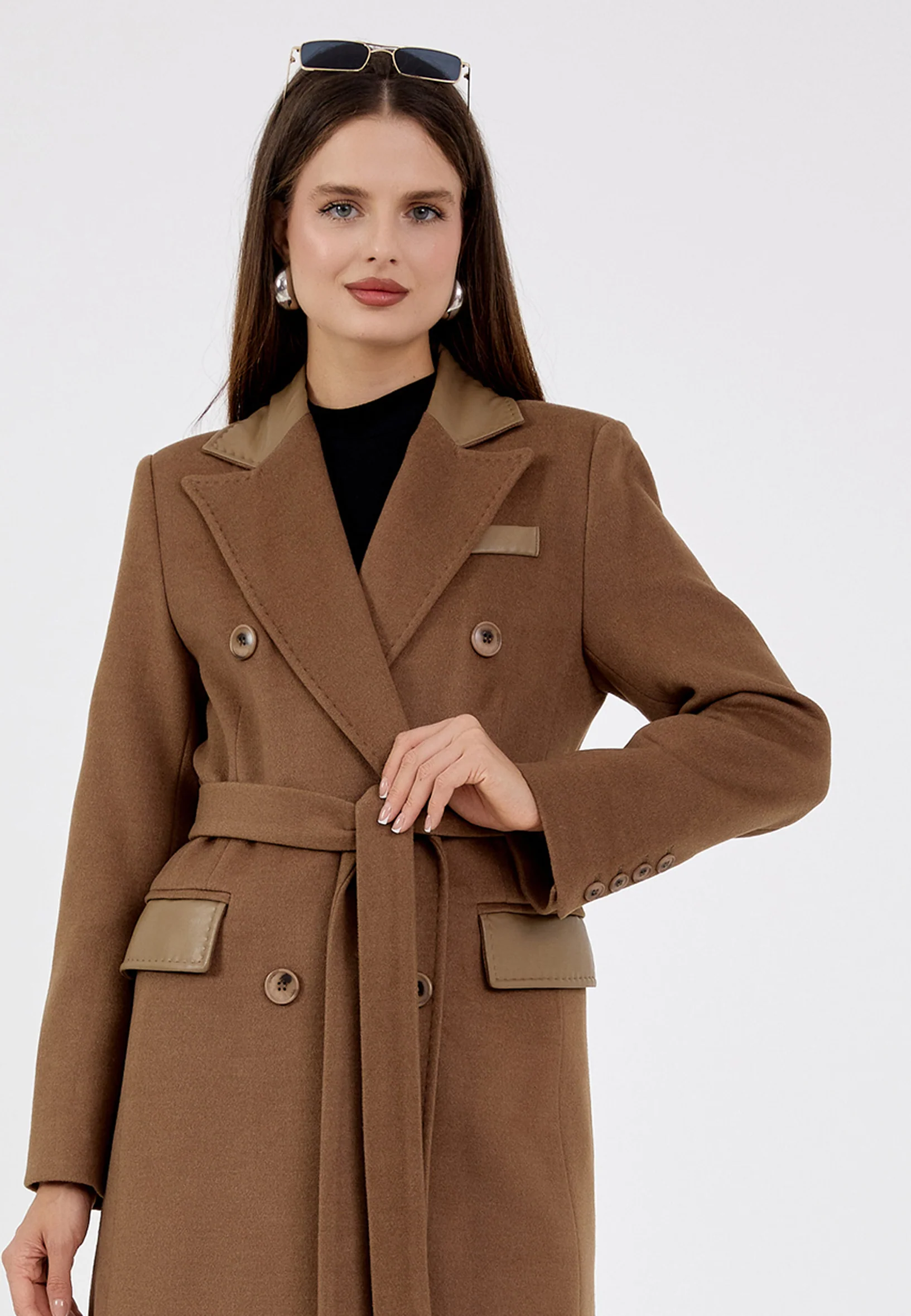 Wool Solid Color Regular Coat cln2258 - Image 8