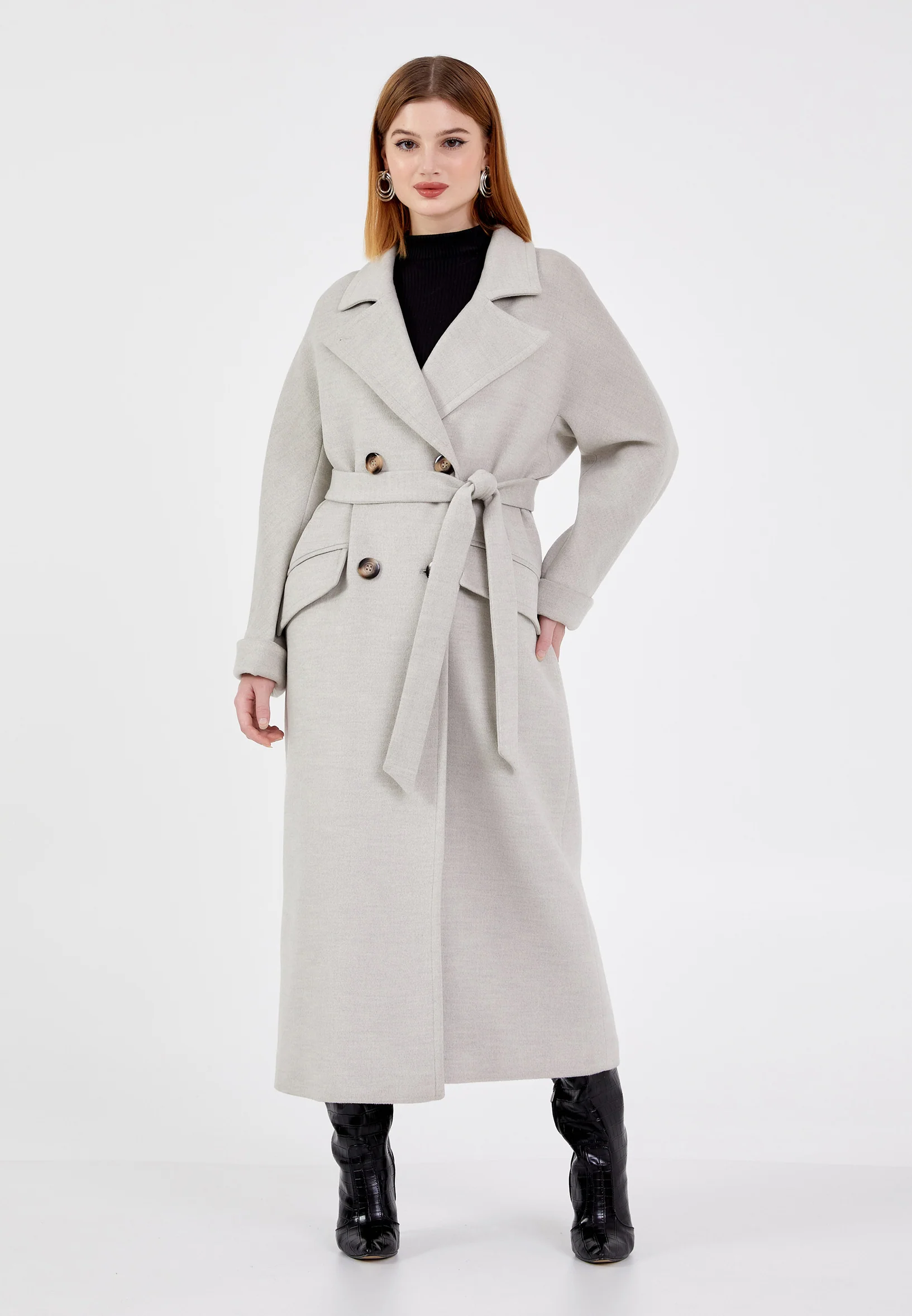 Wool Solid Color Regular Coat cln2290 - Image 6
