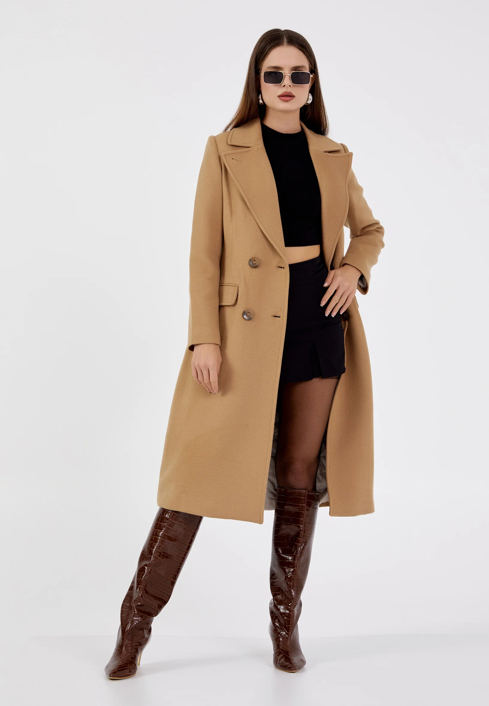 Wool Solid Color Regular Coat grm0142 - Image 2